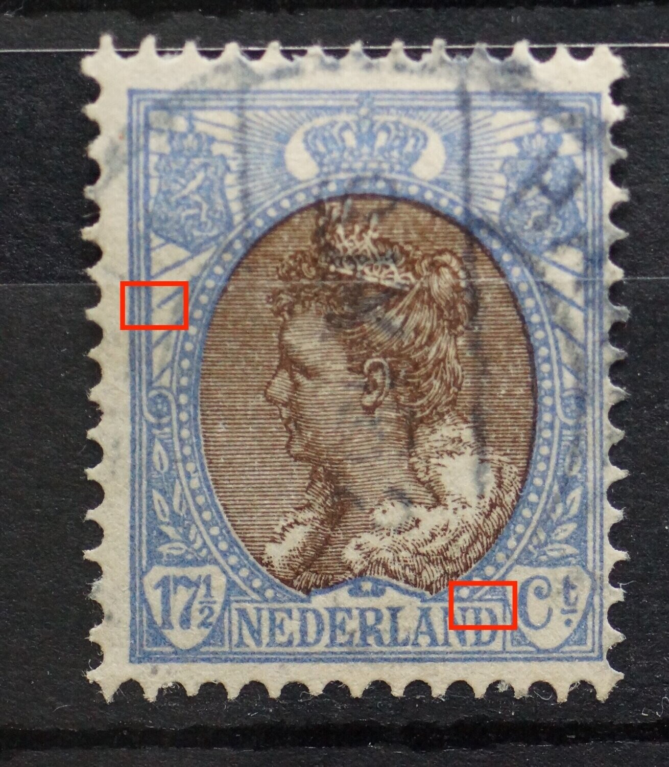 NVPH 67 - o.a. breuk in tweede D van NEDERLAND