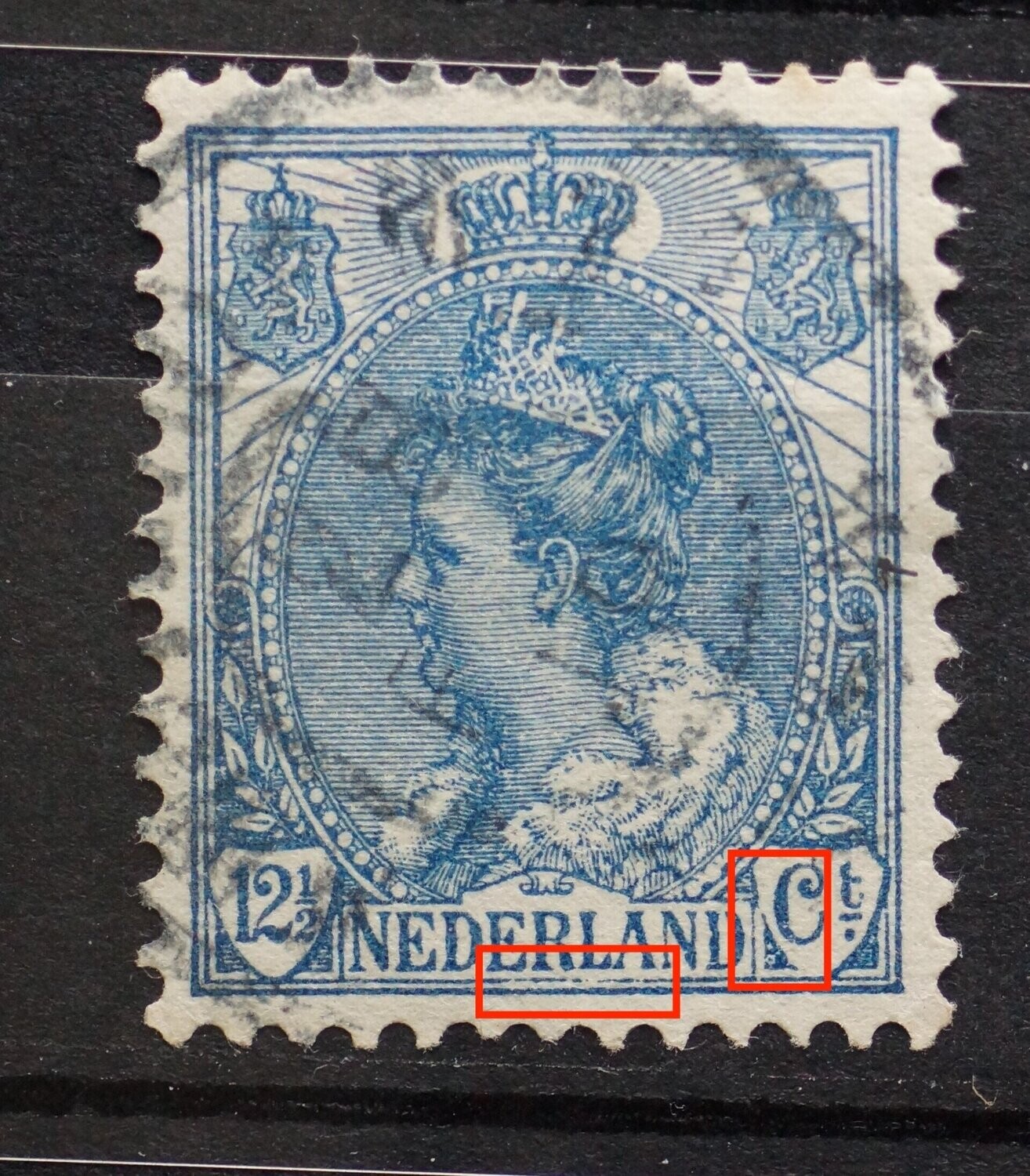 NVPH 63 - o.a. beschadigd schild rond Ct.