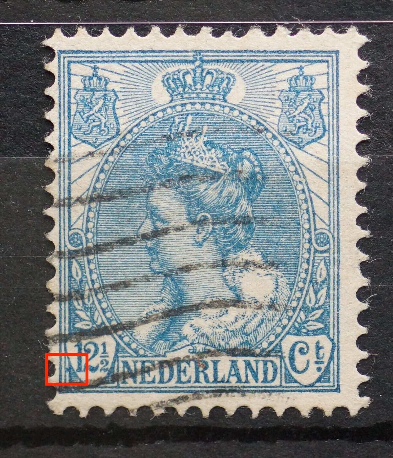 NVPH 63 -blauwe stip voor 12 1/2