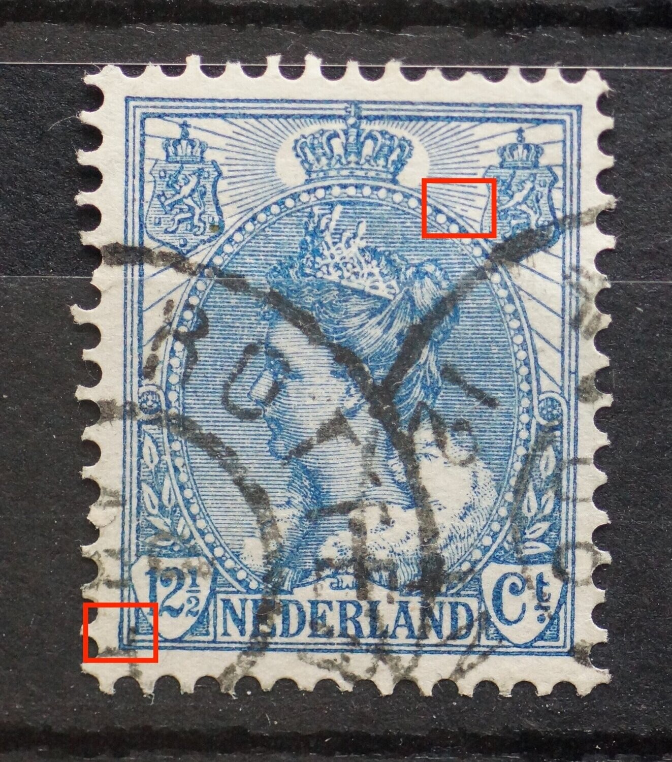 NVPH 63 - o.a. breuk in straal links van rechter wapenschild