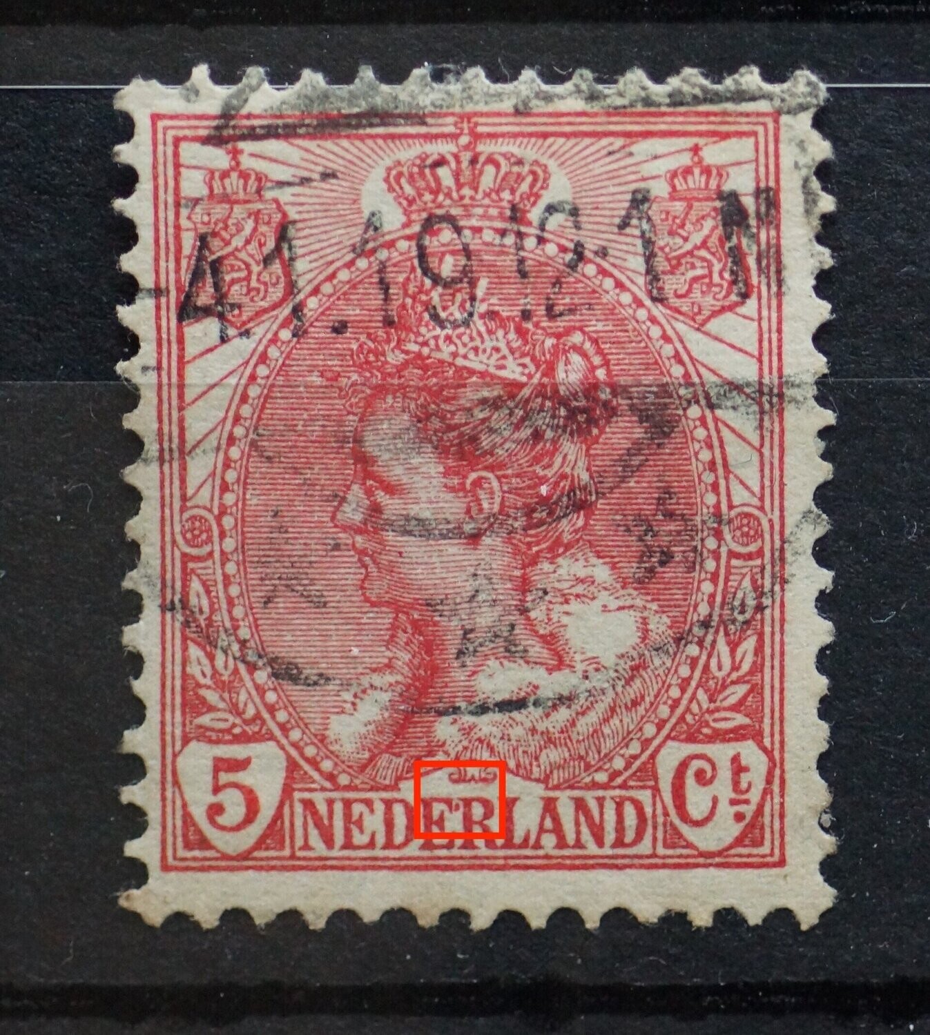 NVPH 60 - rode stip tussen ER van NEDERLAND