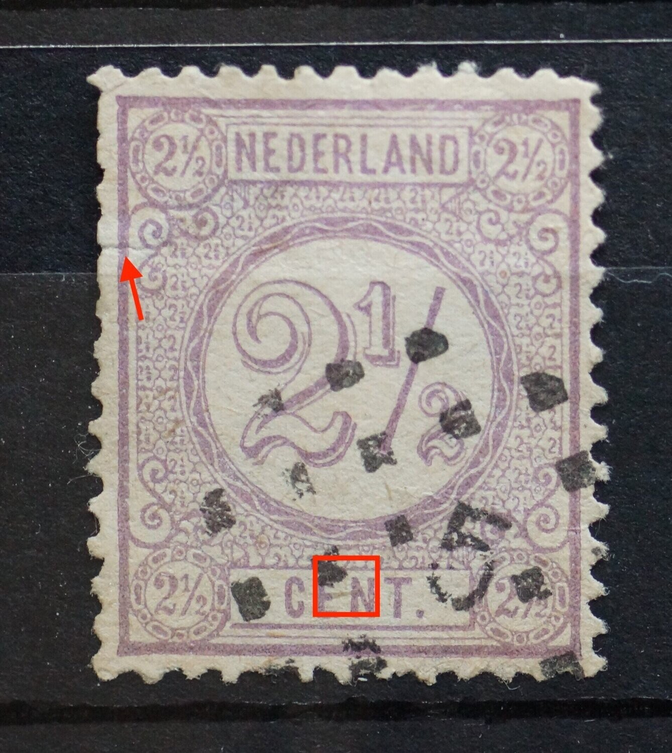 NVPH 33 (fraai) - violette streep aan E van CENT