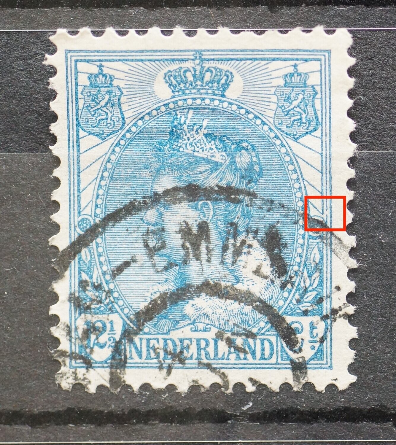 NVPH 63 - breuk in kaderlijnen rechts
