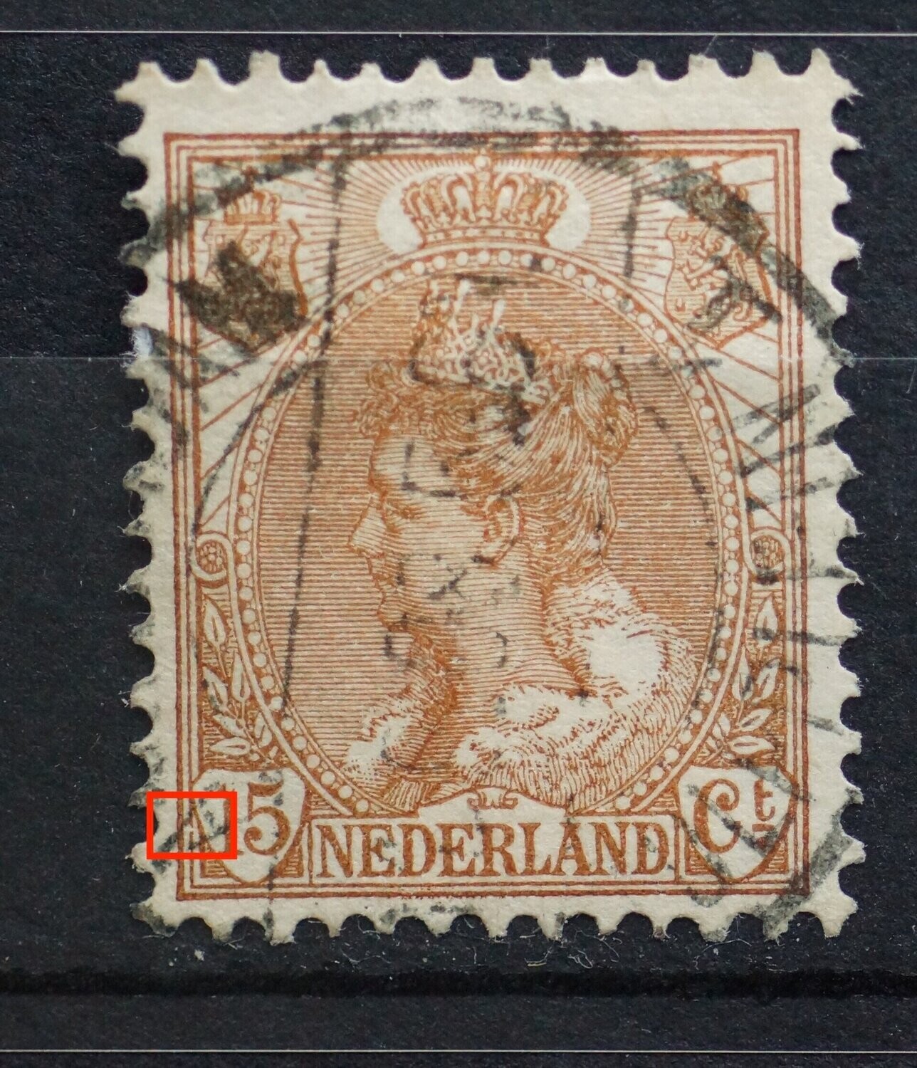 NVPH 64 - breukje in kaderlijn links en wit vlekje bovenzijde 1 van 15
