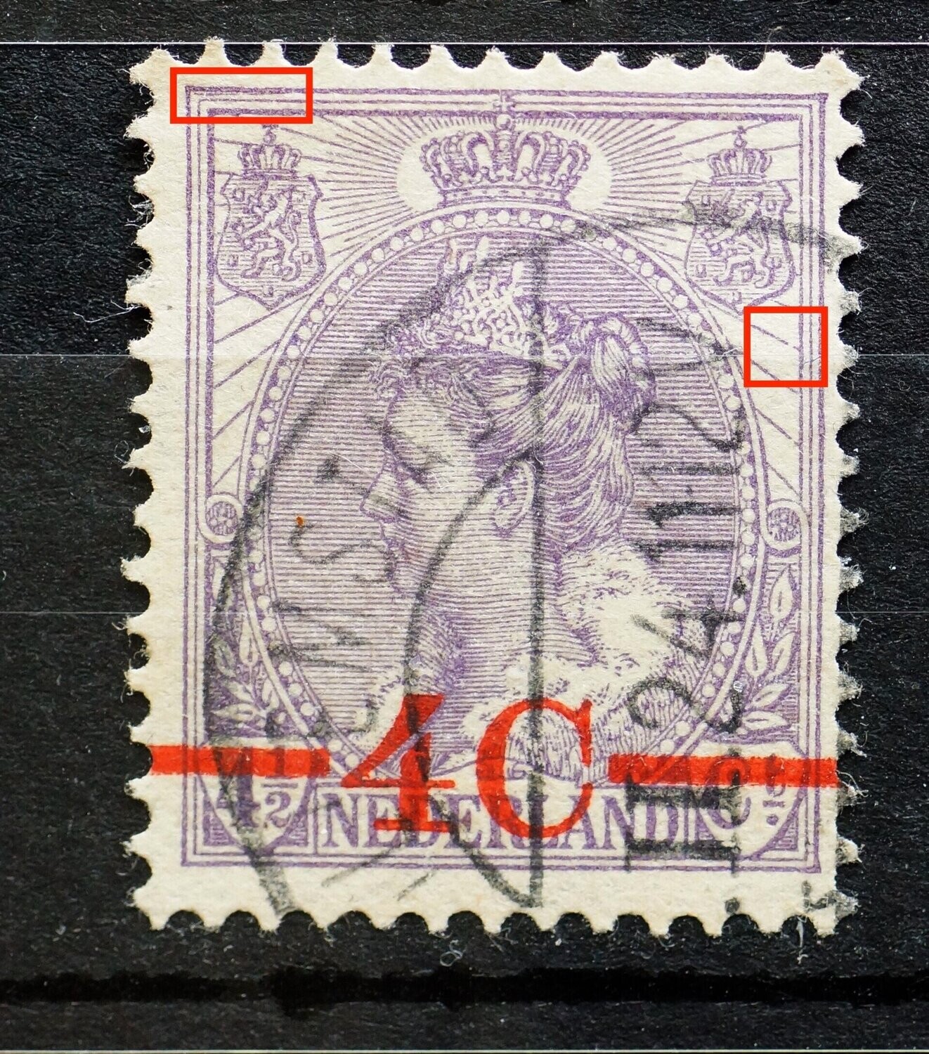 NVPH 106 - o.a. breukje in straal onder rechter wapenschild