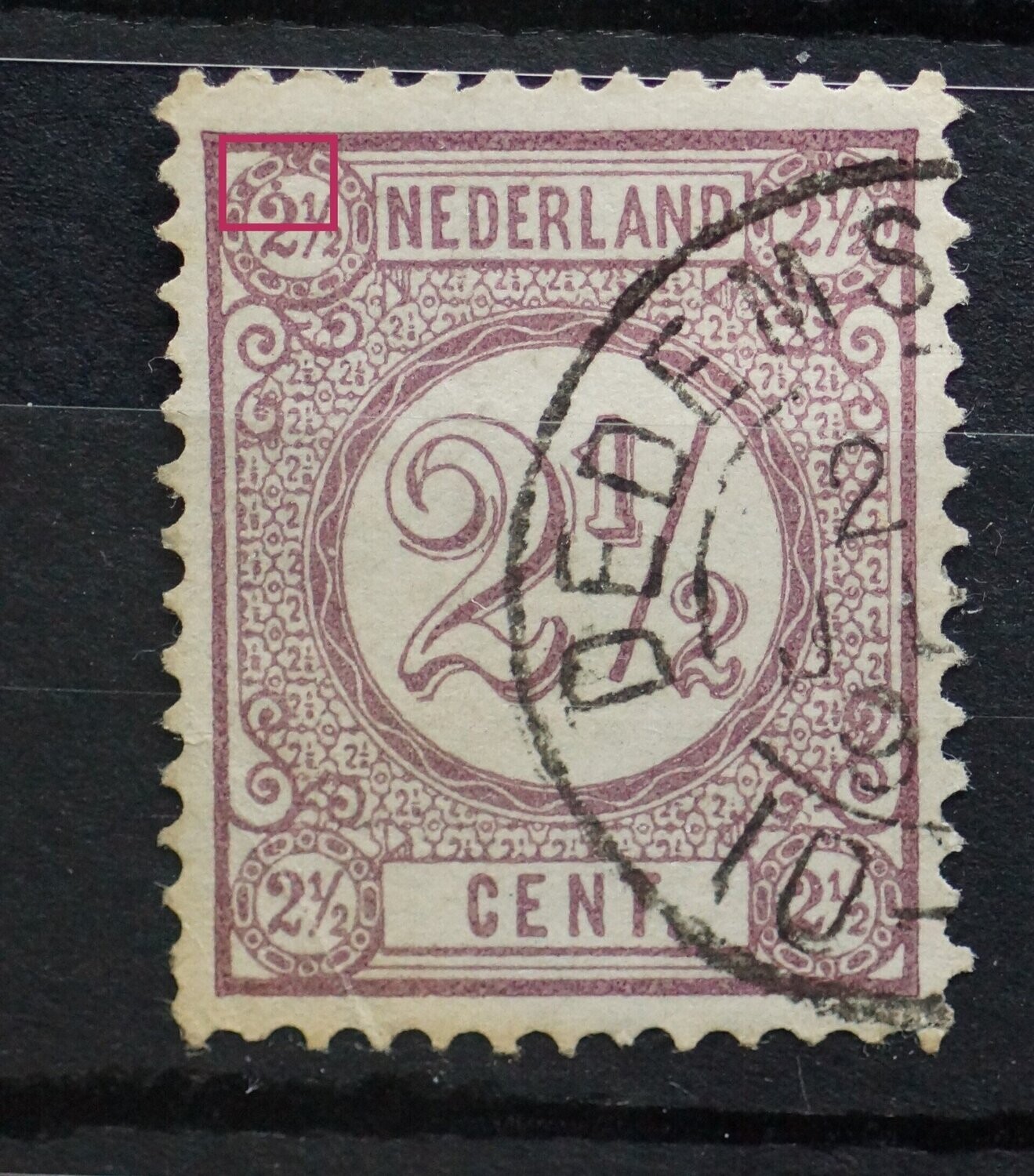 NVPH 33 - violette stip in waardeschild linksboven
