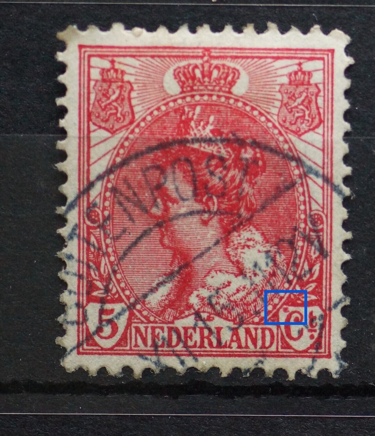 NVPH 60 - rode vlek boven Ct.