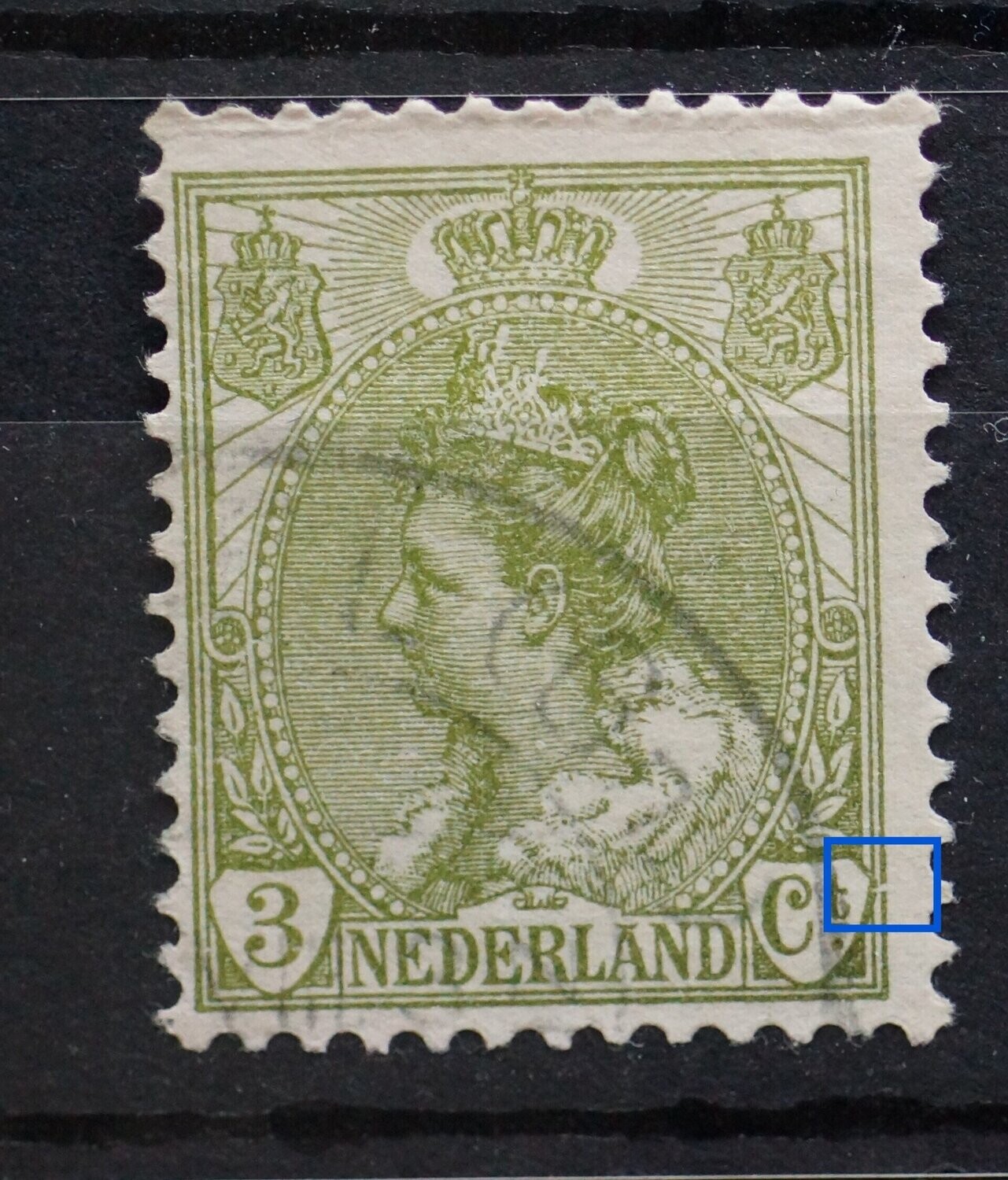NVPH 57 - breuk in kaderlijn naast Ct.
