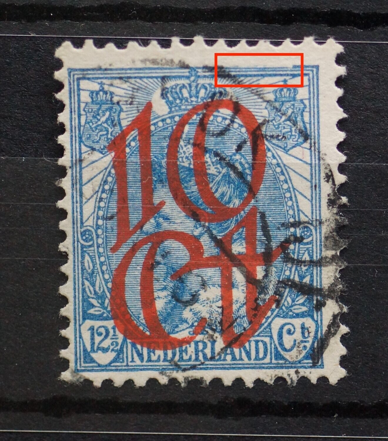 NVPH 118 - beschadigde kaderlijn boven NVPH 118 - beschadigde kaderlijn boven