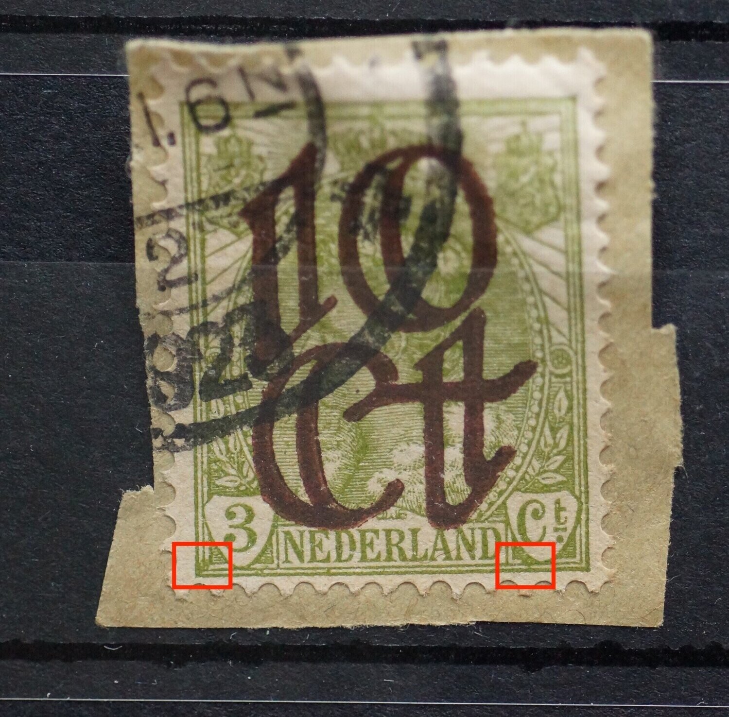 NVPH 116- o.a. groene vlekken bij de 3 en bij Ct.
