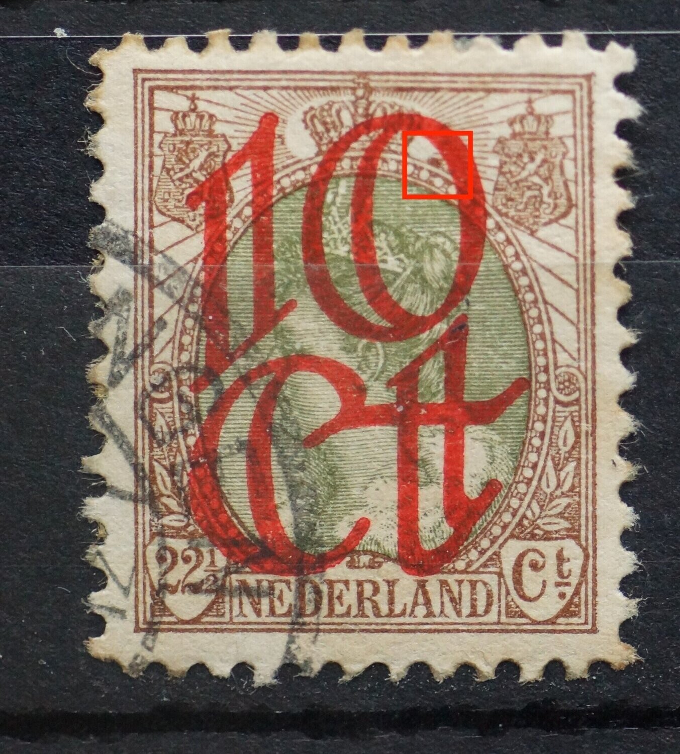 NVPH 120 - o.a. bruine vlek in stralen rechts van kroon NVPH 120 - o.a. bruine vlek in stralen rechts van kroon