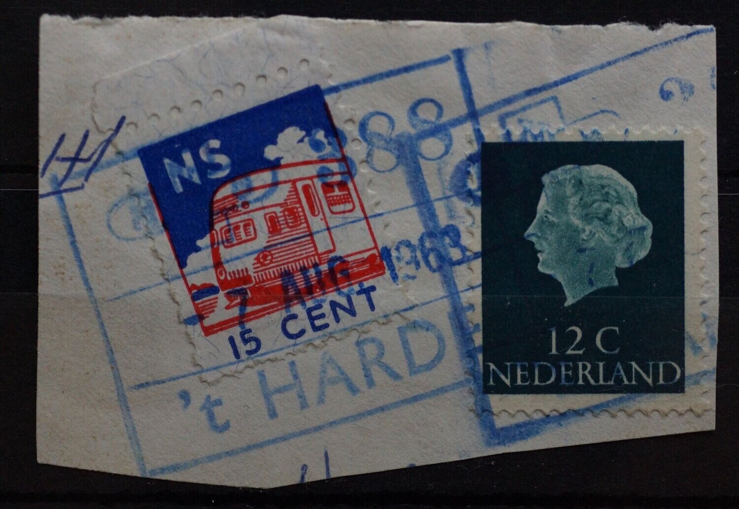 Spoorwegstempel 't Harde op diverse zegels Spoorwegstempel 't Harde op diverse zegels