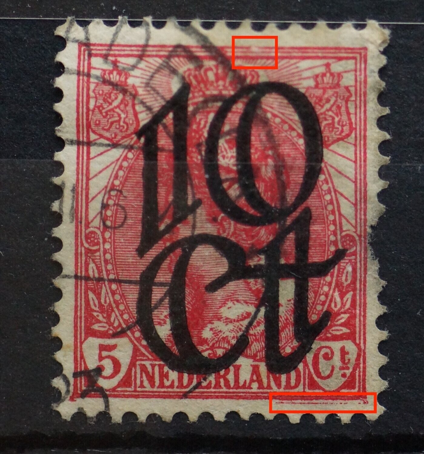 NVPH 117 - o.a. extra rode lijn onder zegelbeeld NVPH 117 - o.a. extra rode lijn onder zegelbeeld