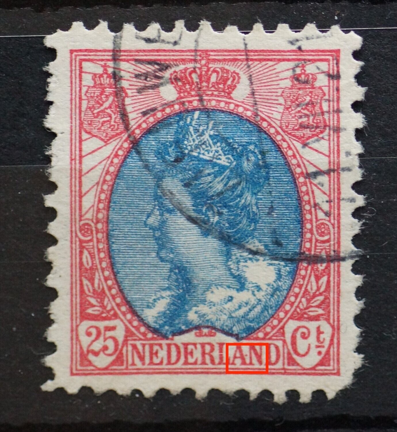 NVPH 71 - rode stip tussen AN van NEDERLAND