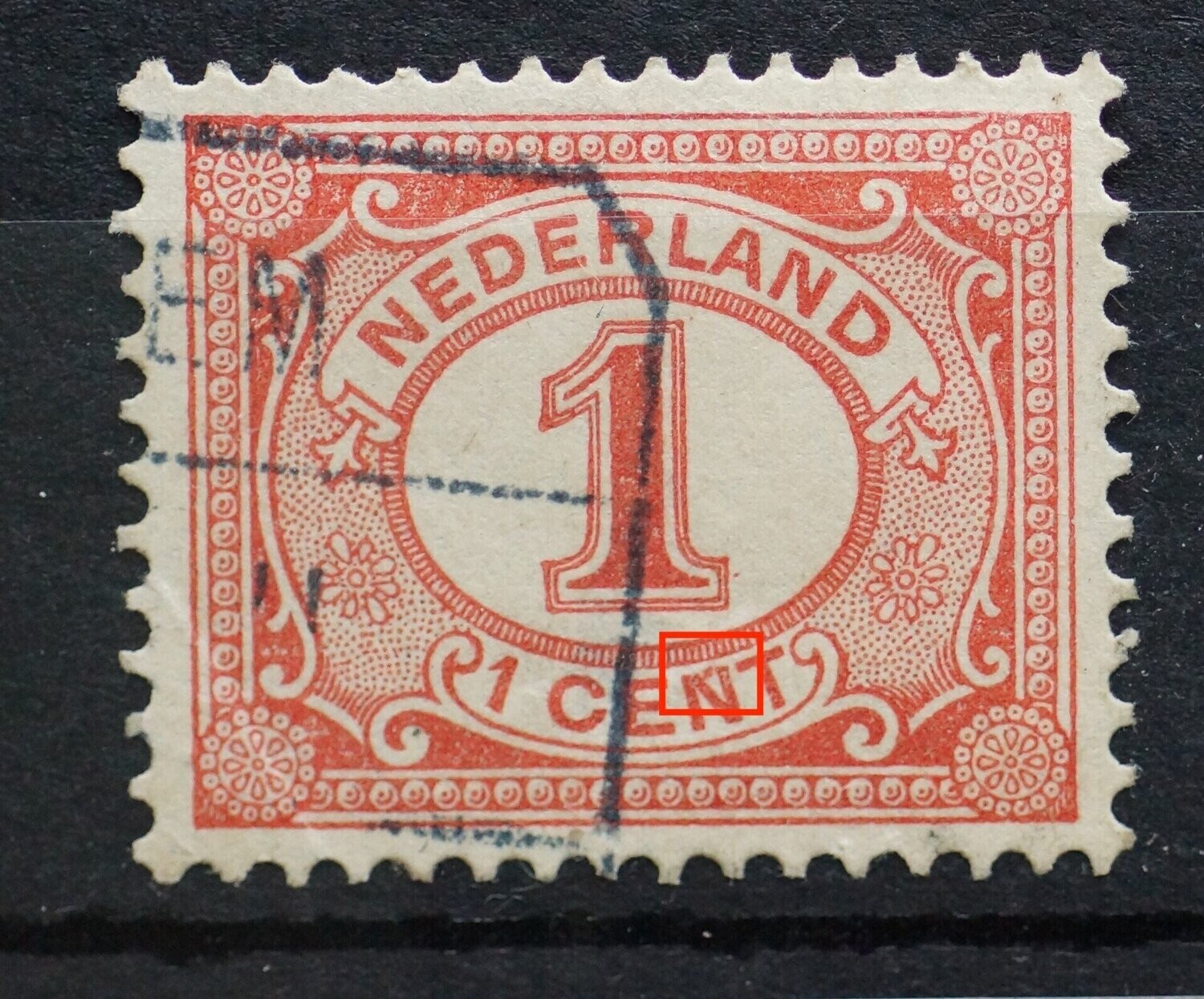 NVPH 51 - rode vlek in de N van CENT