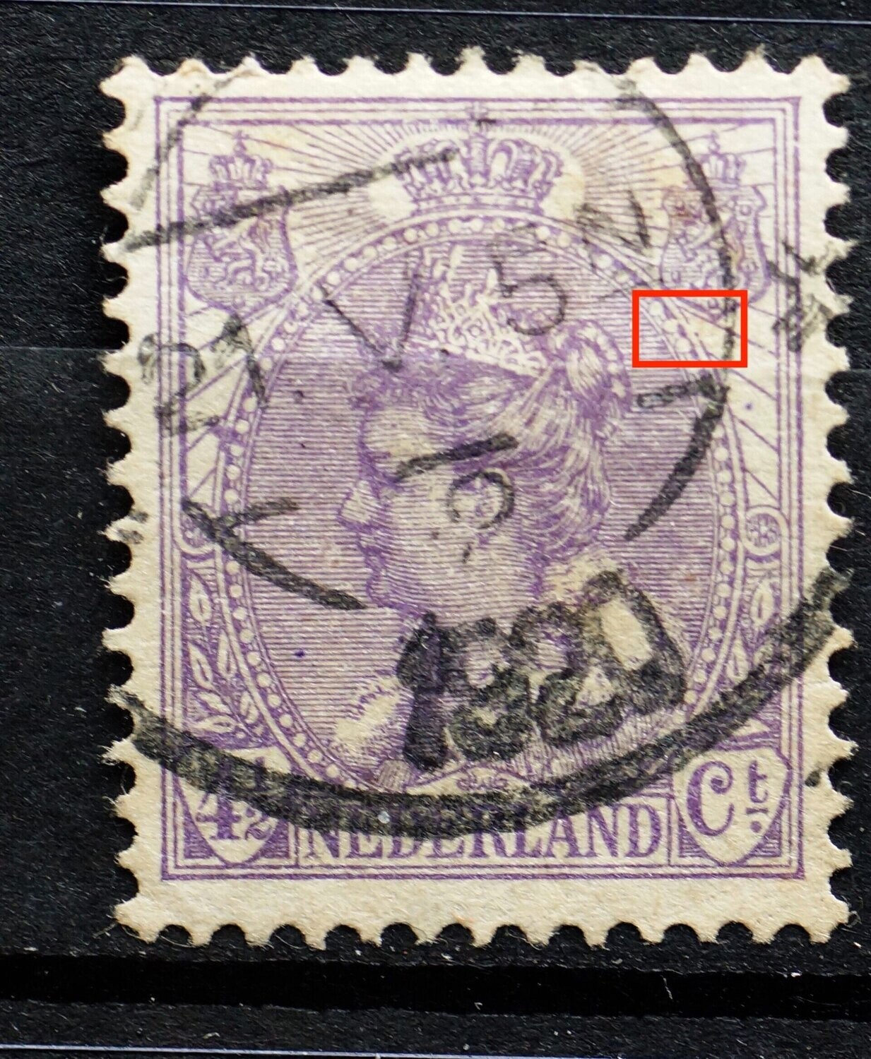 NVPH 59 - o.a. breukje in rand medaillon, rechts NVPH 59 - o.a. breukje in rand medaillon, rechts