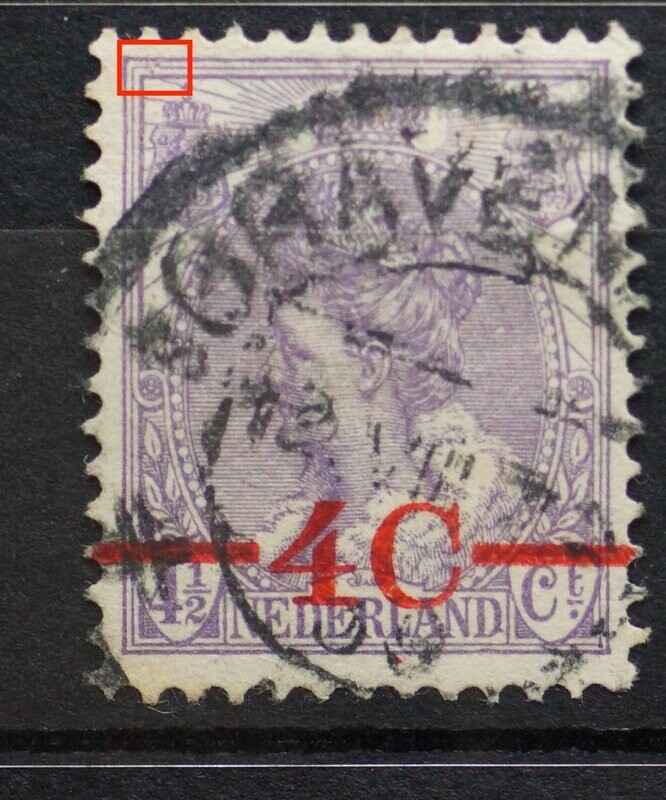 NVPH 106 - drie violette stippen boven, links NVPH 106 - drie violette stippen boven, links