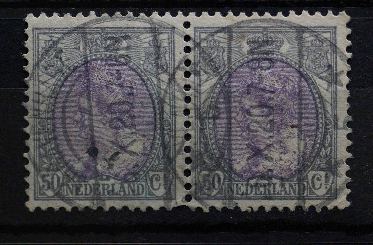 sGravenhage 5 (Romeins) op NVPH 75 (paar) - vrij schaars