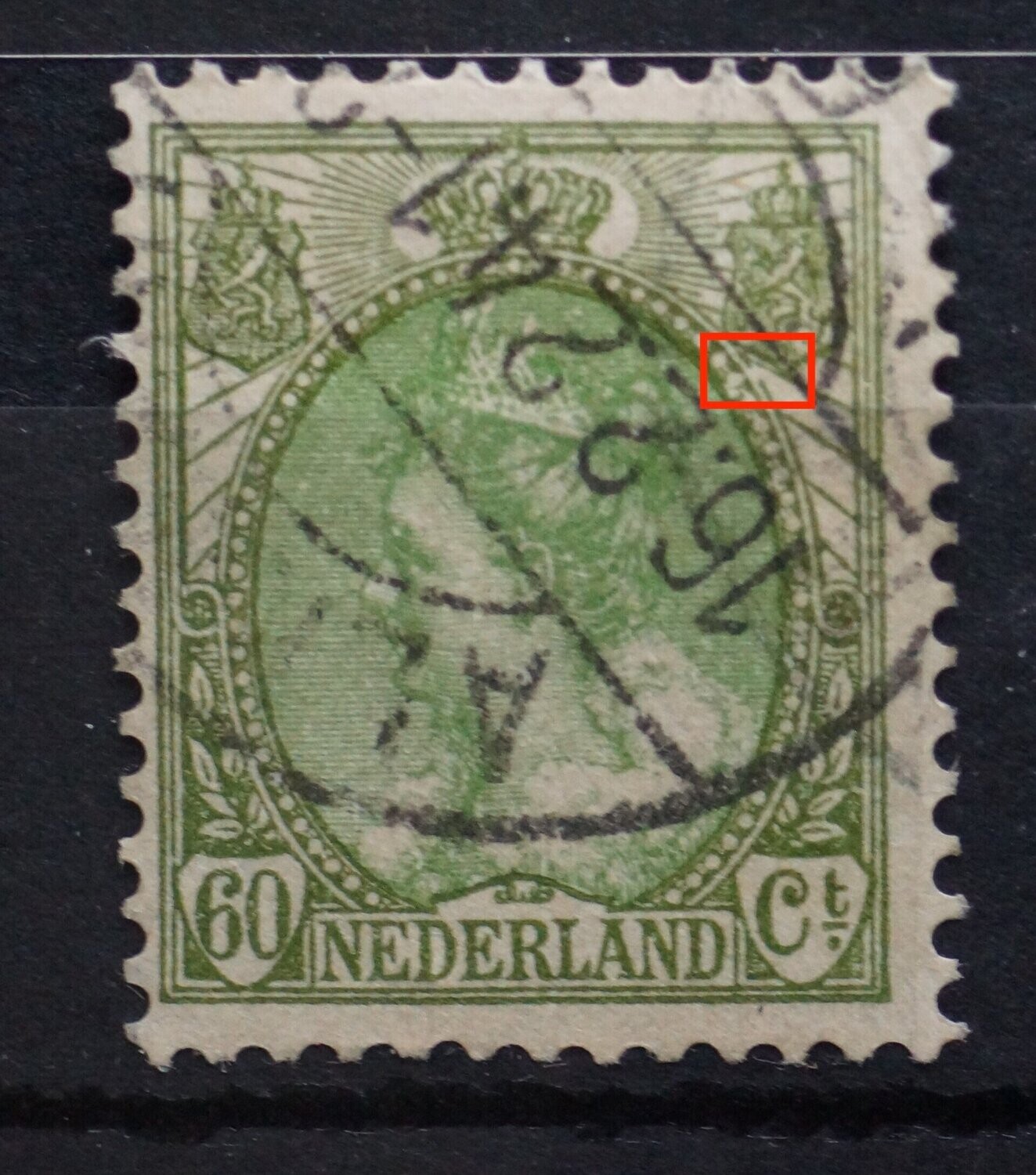 NVPH 76 - breuk in rand medaillon, rechts