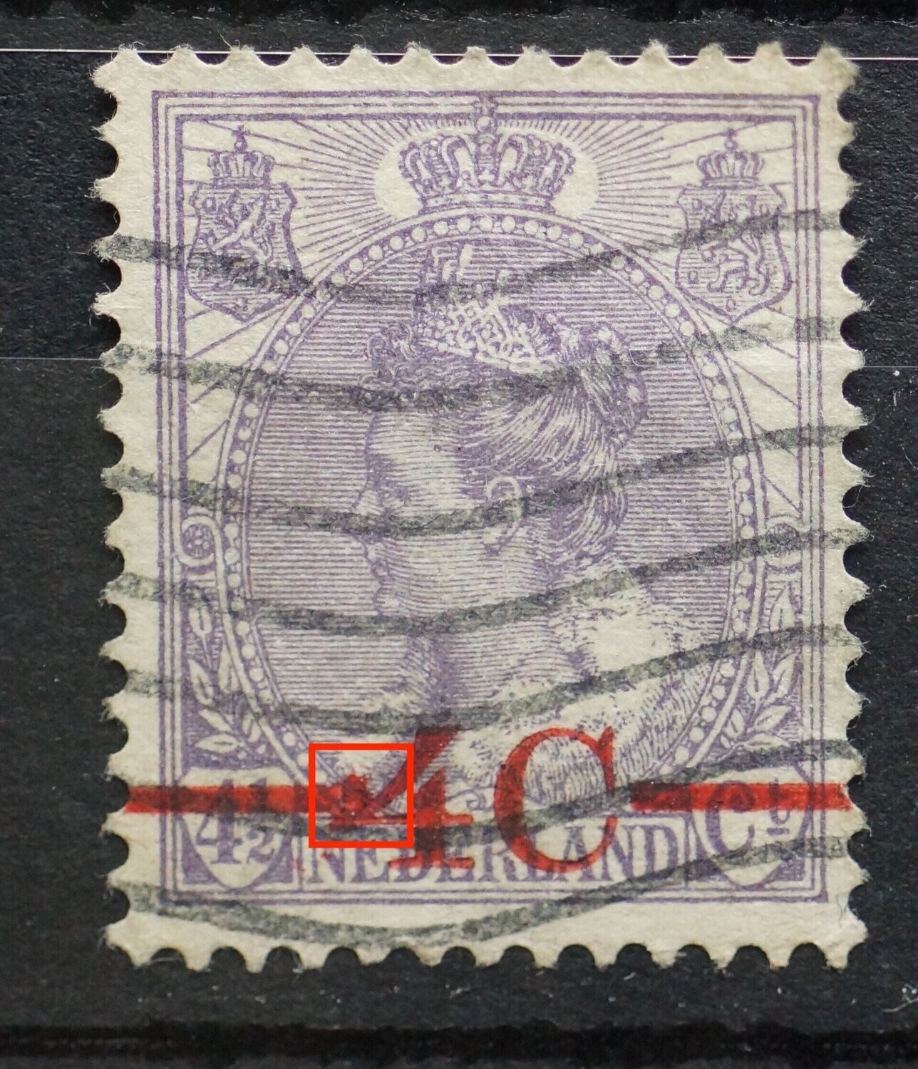 NVPH 106 - grote rode vlek in opdruk
