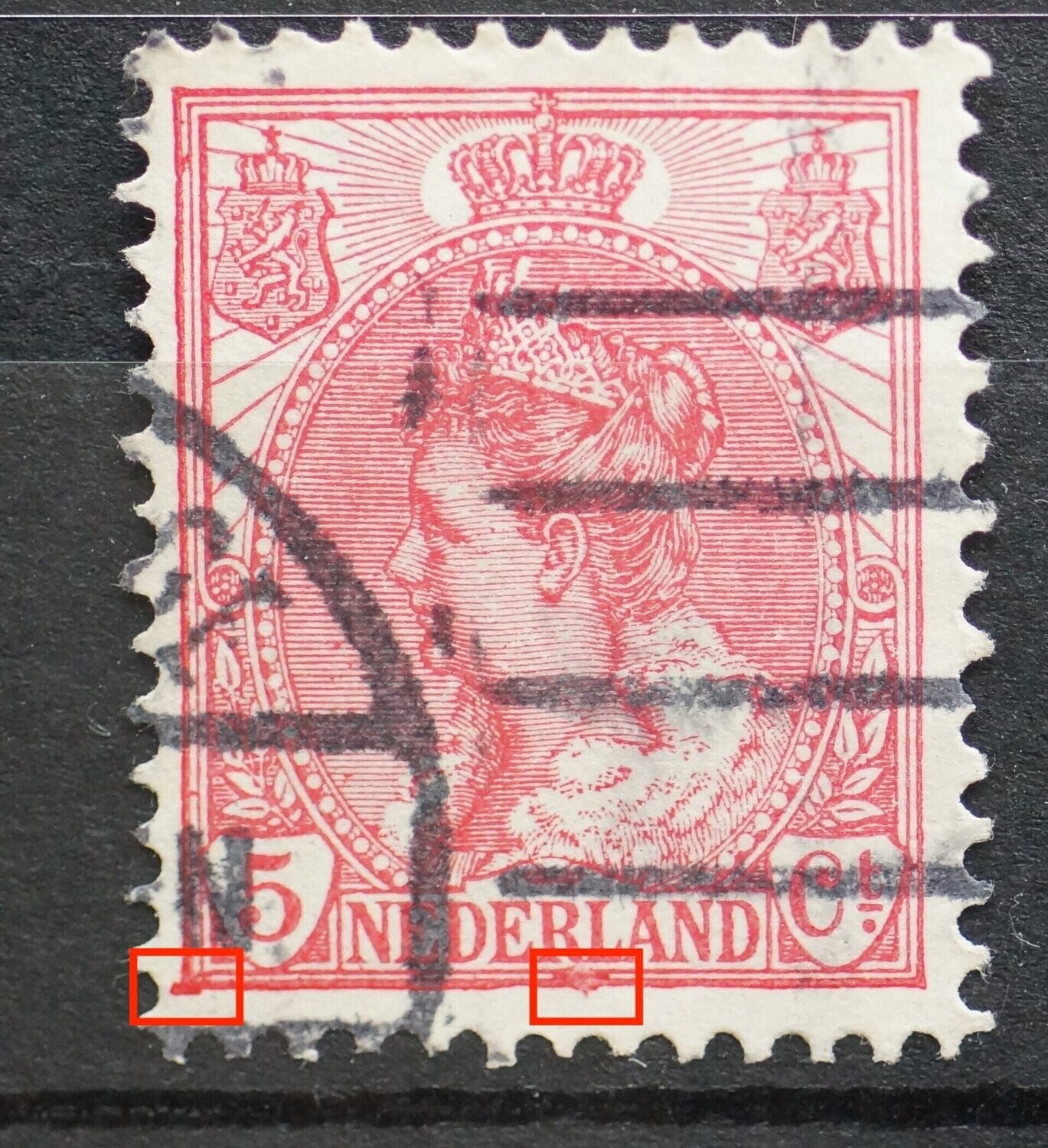 NVPH 60 - rode vlekken kaderlijn onder