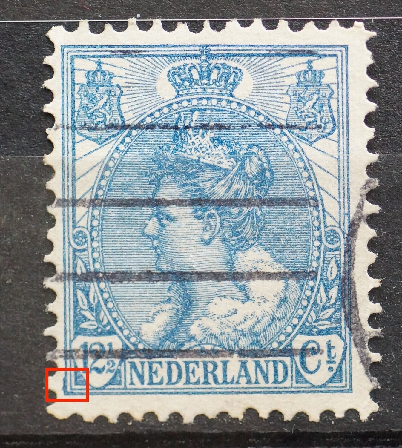 NVPH 63 - verdikte kaderlijnen linker onderhoek