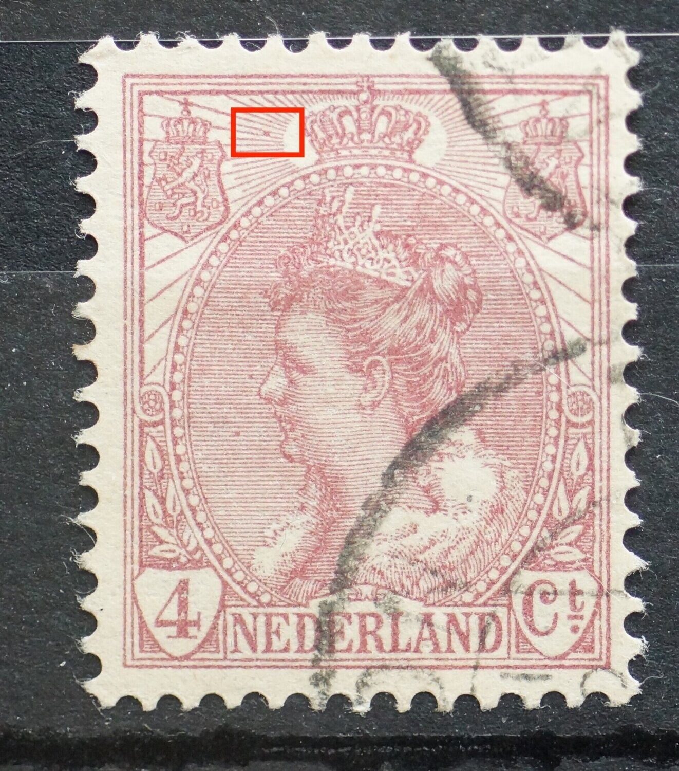 NVPH 58 - violette stip tussen stralen