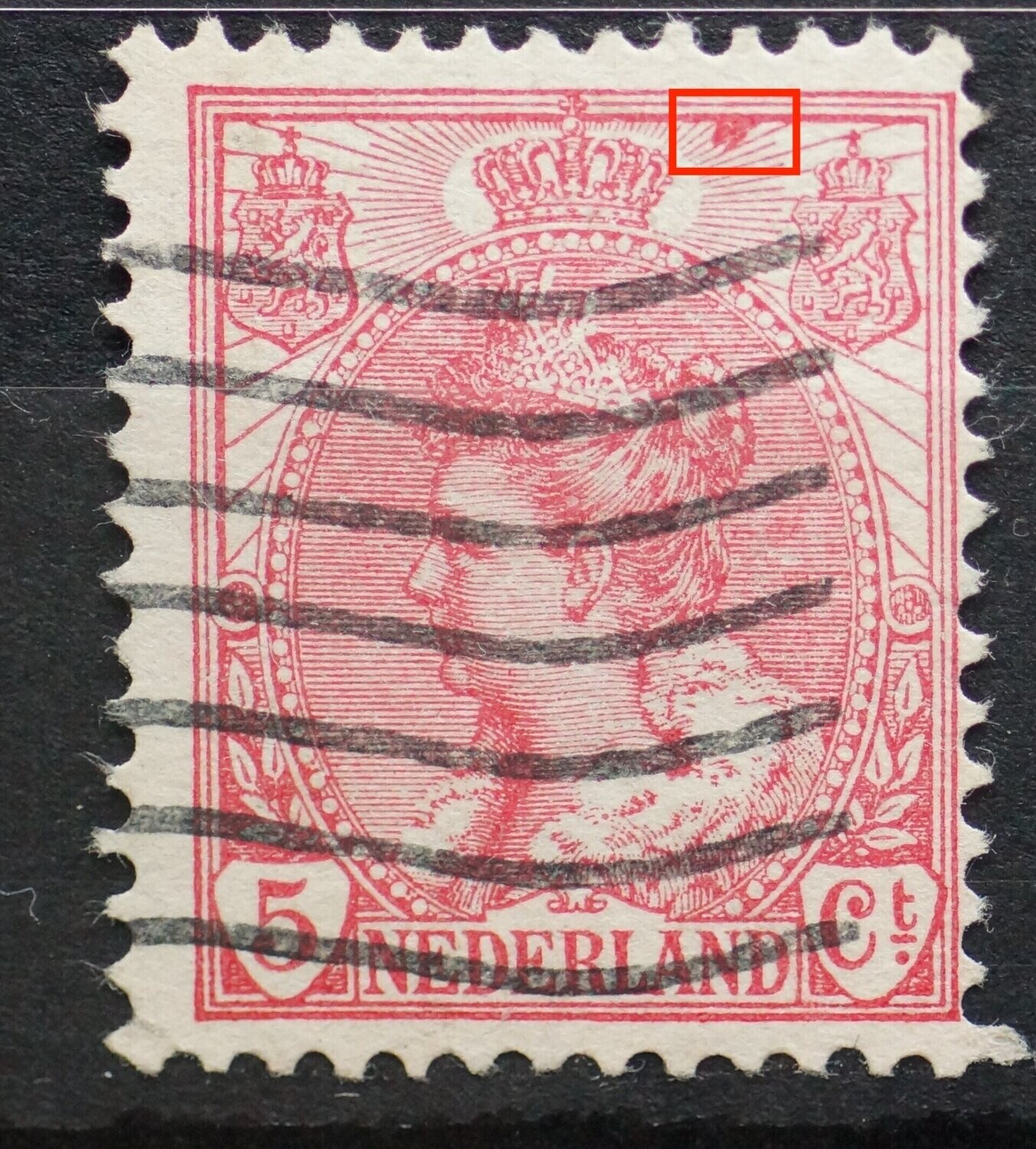 NVPH 60 - rode vlek tussen stralen (boven)