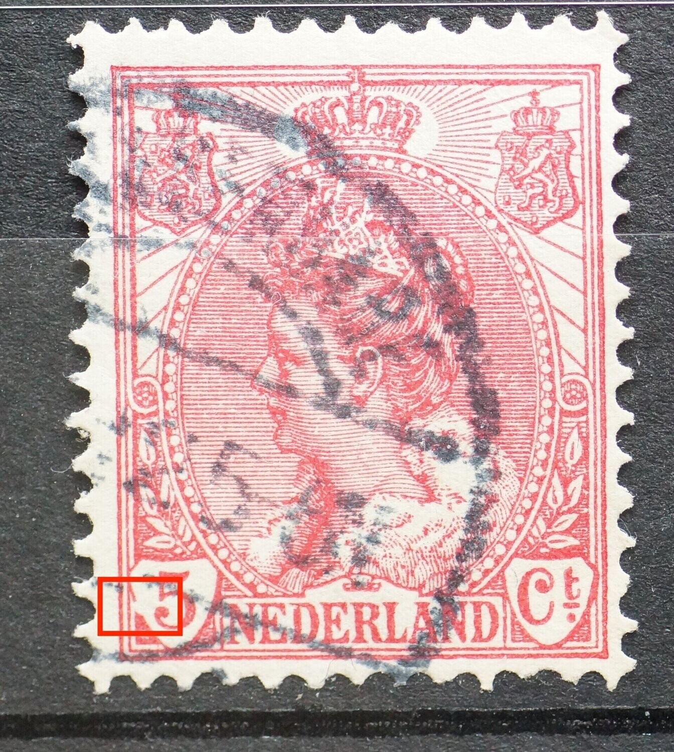 NVPH 60 - breuk in schild van de 5