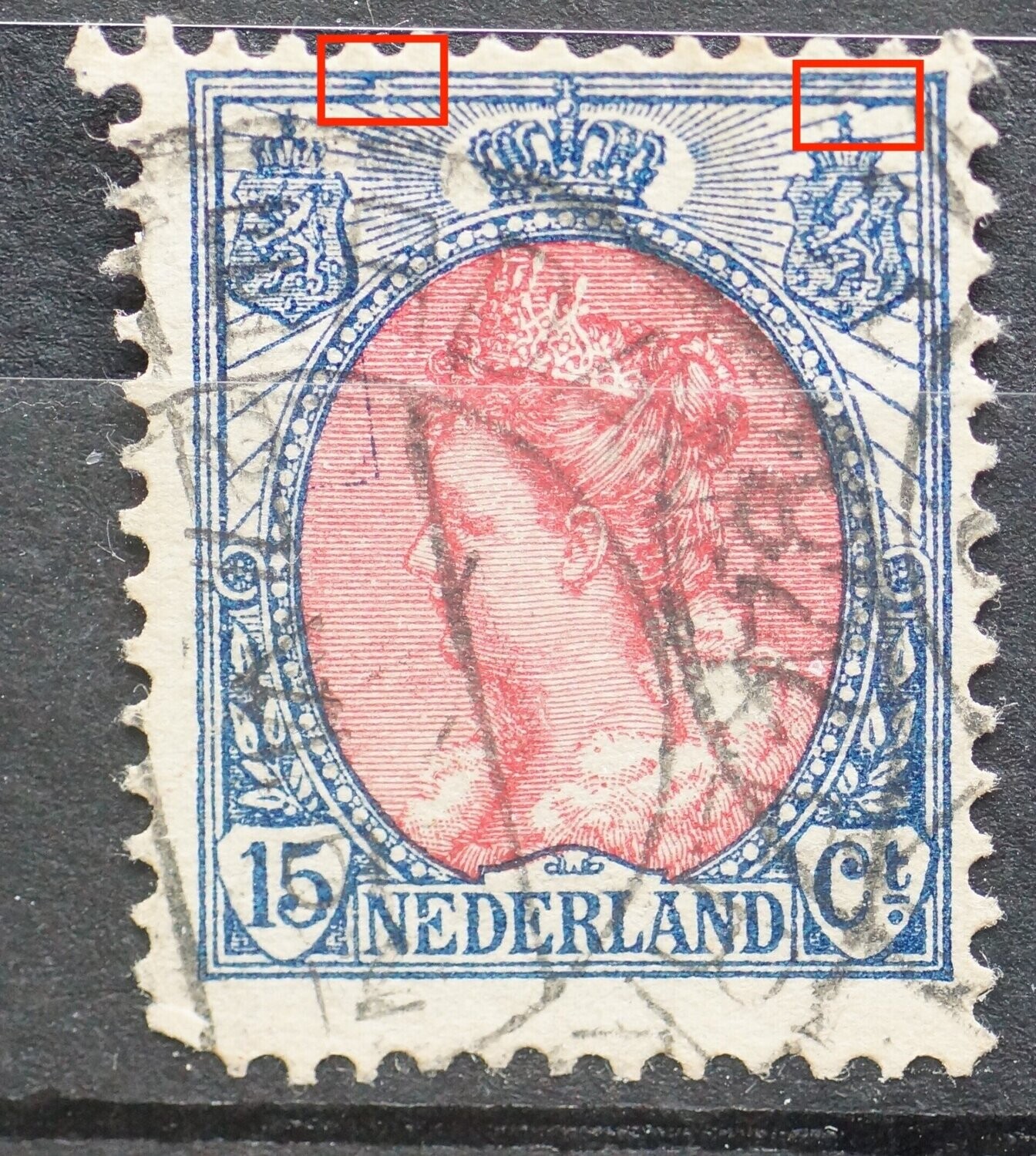 NVPH 65 - o.a. beschadiging kaderlijn boven