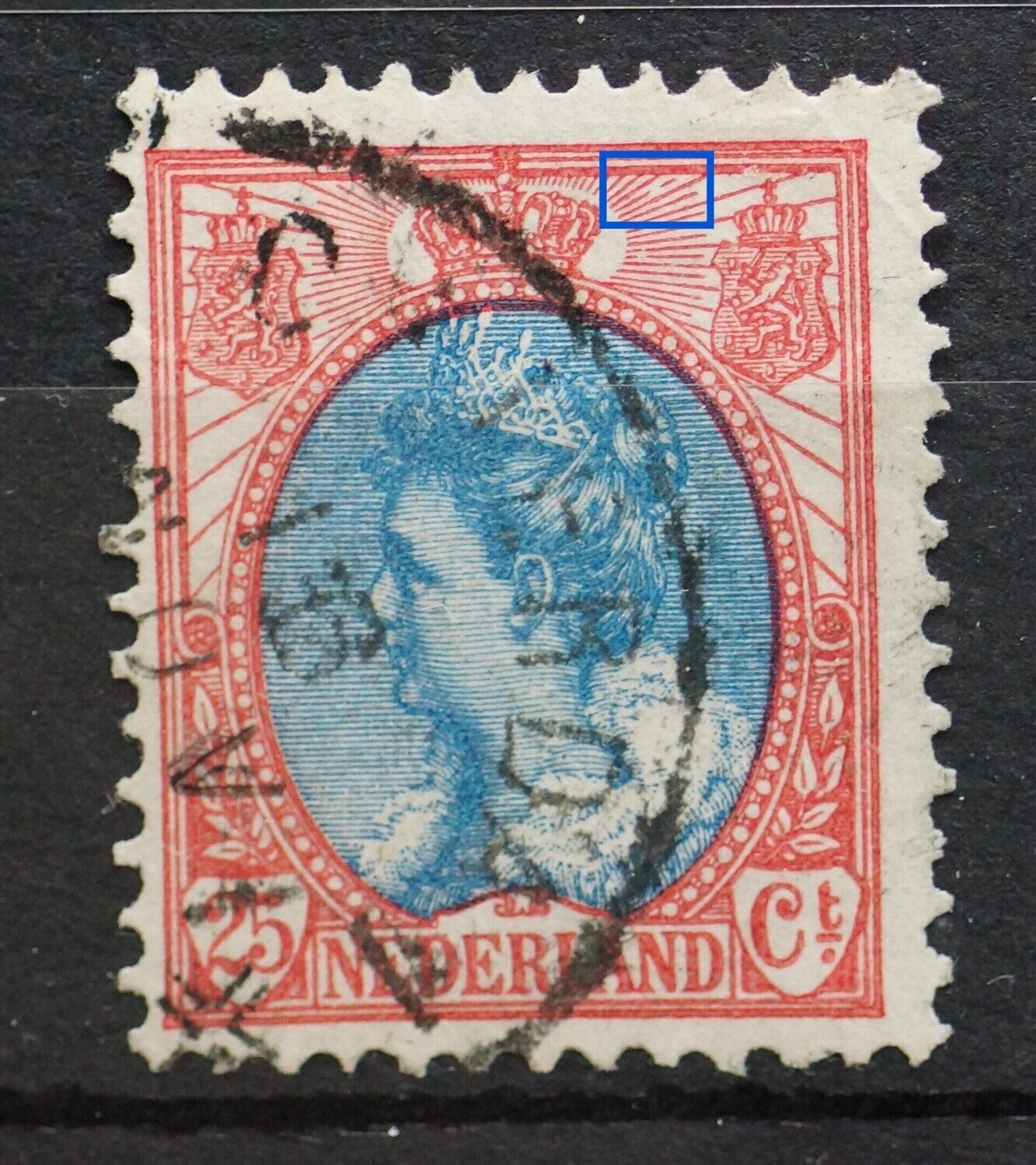 NVPH 71 - breuk in straal rechts van kroon