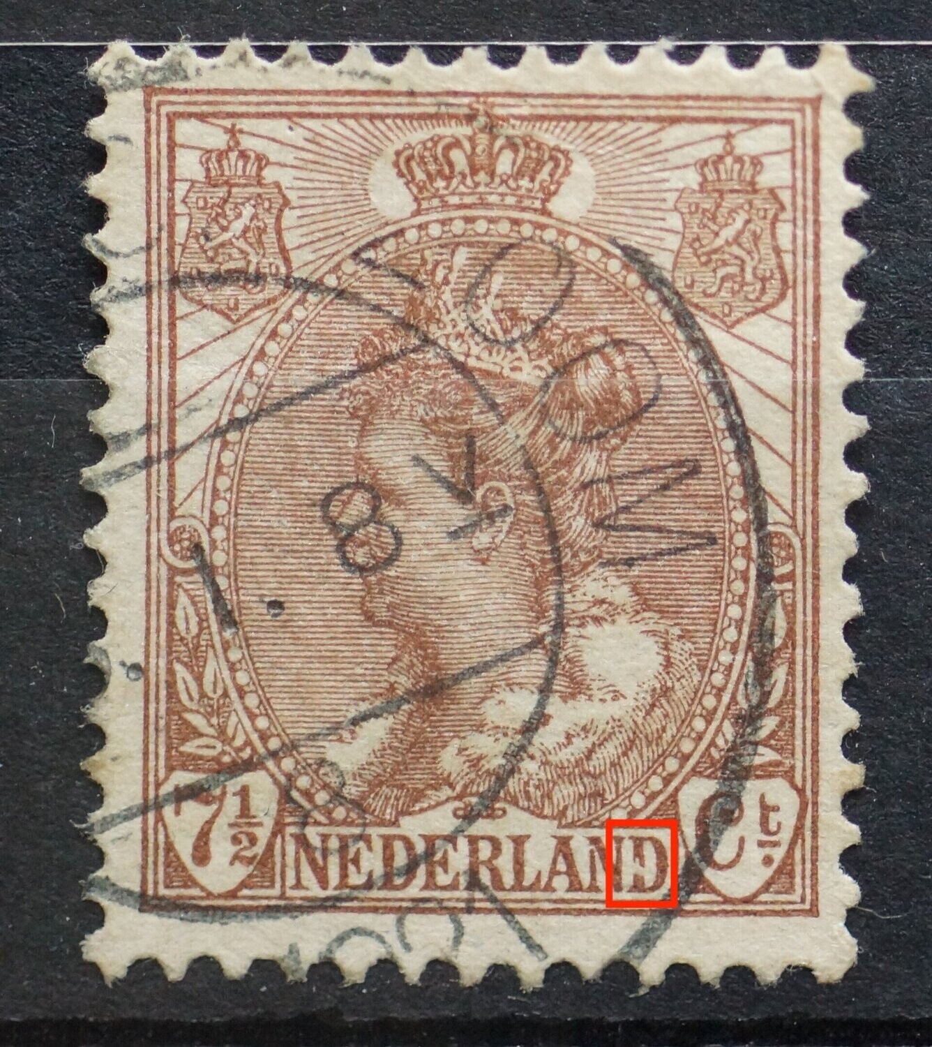 NVPH 61 - witte vlek in tweede D van NEDERLAND NVPH 61 - witte vlek in tweede D van NEDERLAND