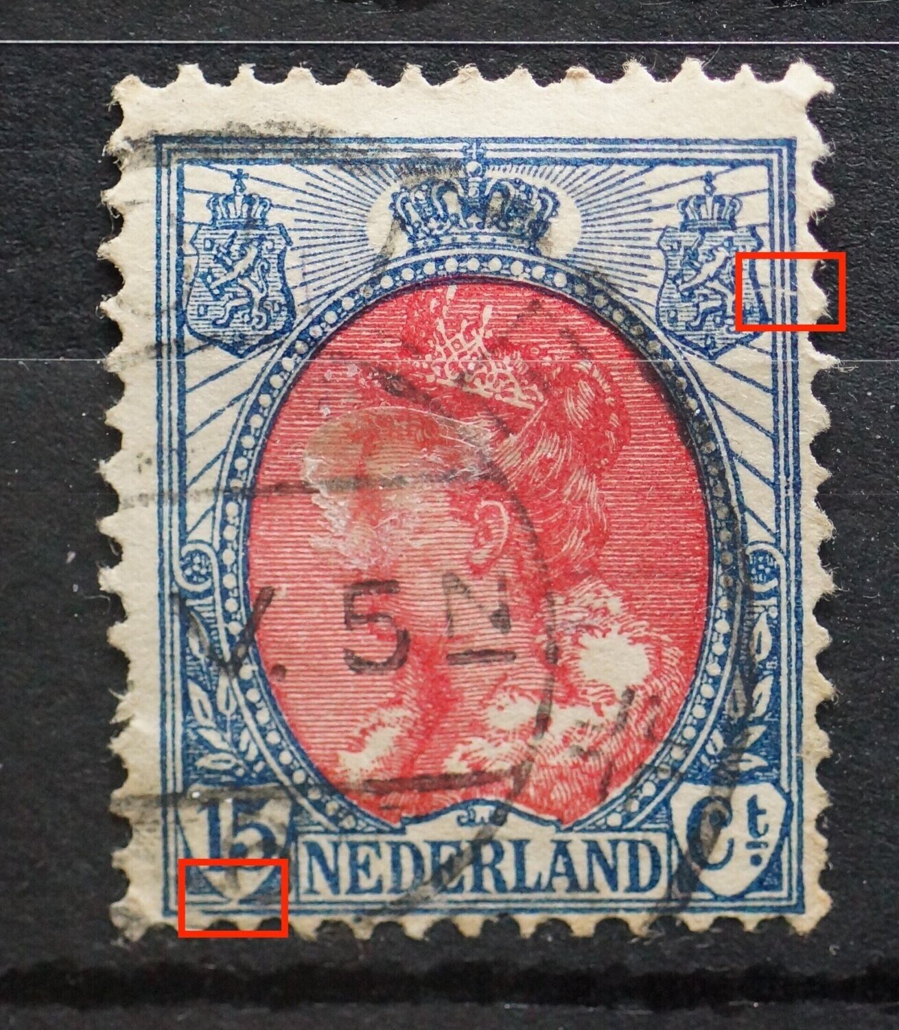 NVPH 65 - o.a. open onderzijde waardeschild 15