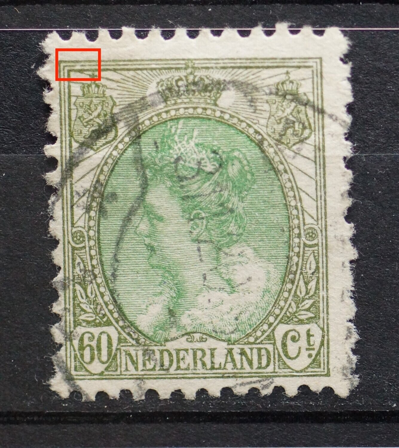 NVPH 76A - breuk in kaderlijn boven