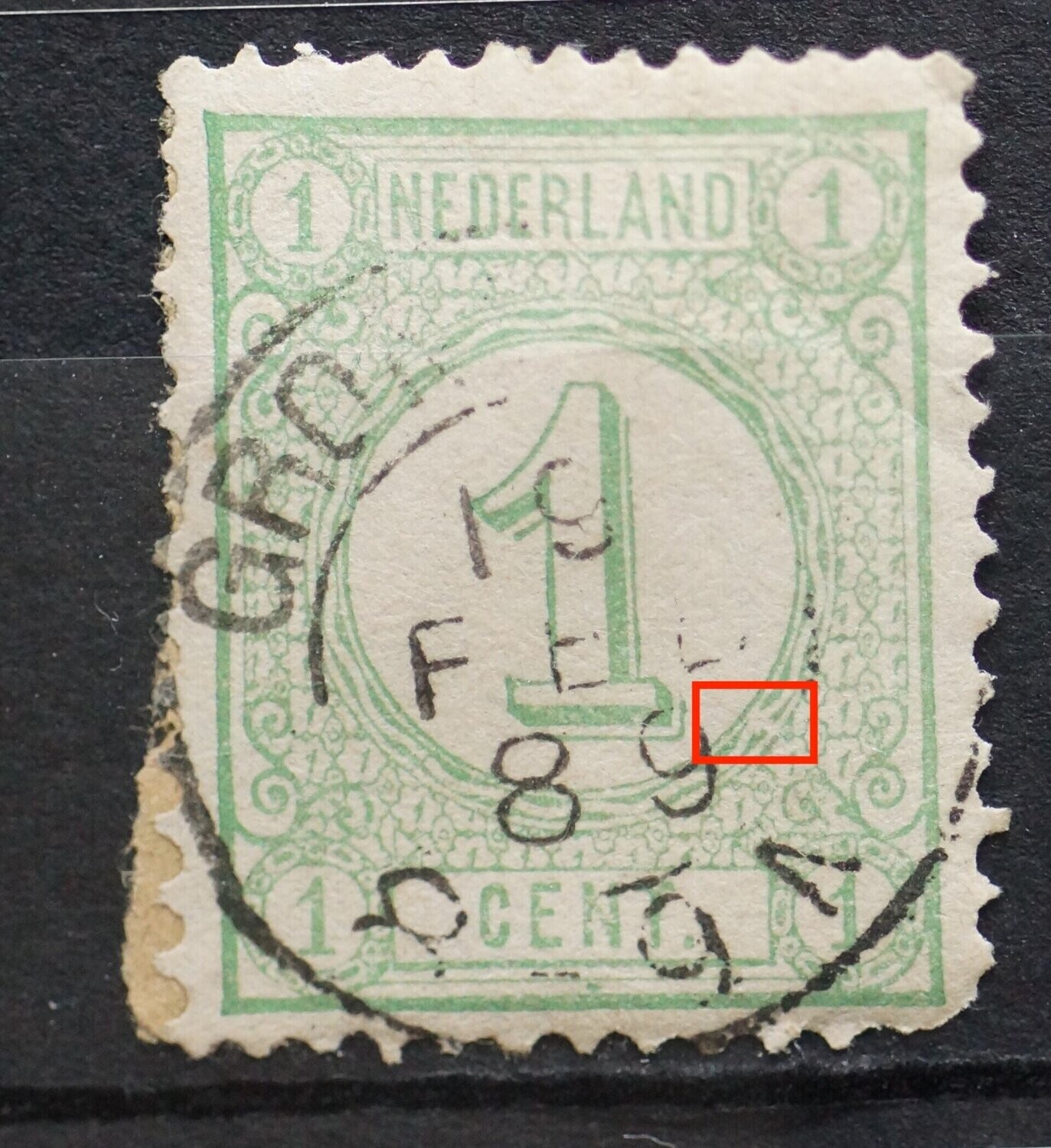 NVPH 31 - witte vlek in rand medaillon NVPH 31 - witte vlek in rand medaillon