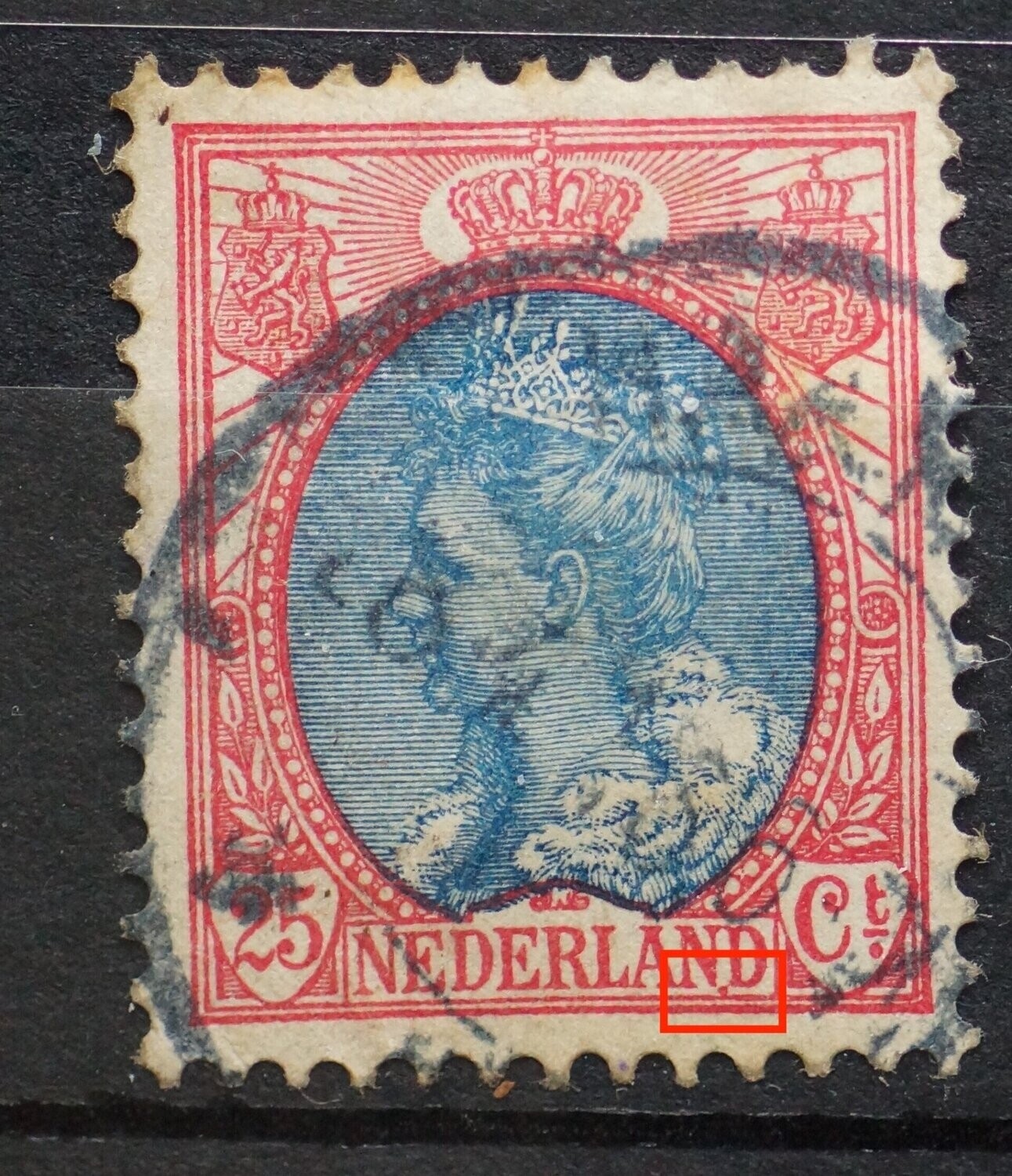 NVPH 71 - rode stip tussen ND van NEDERLAND