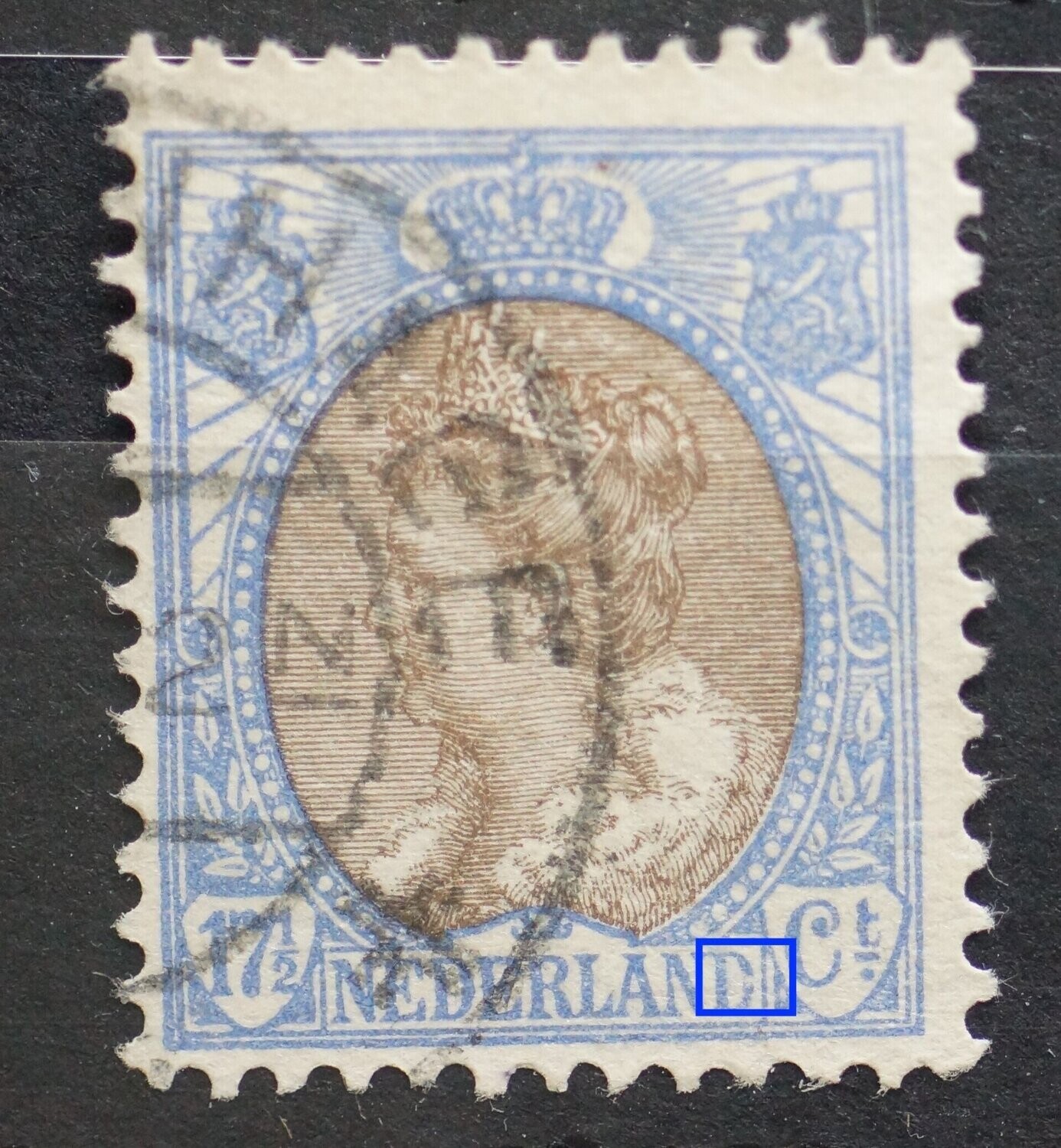 NVPH 67 - witte vlek in tweede D van NEDERLAND NVPH 67 - witte vlek in tweede D van NEDERLAND