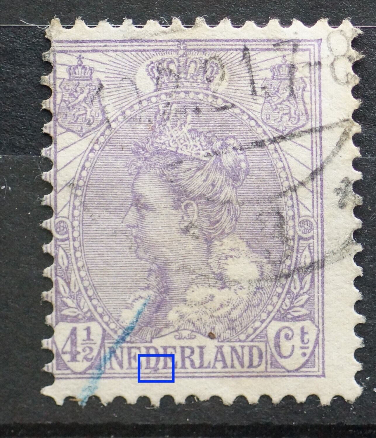 NVPH 59 - violette vlek aan eerste D van NEDERLAND