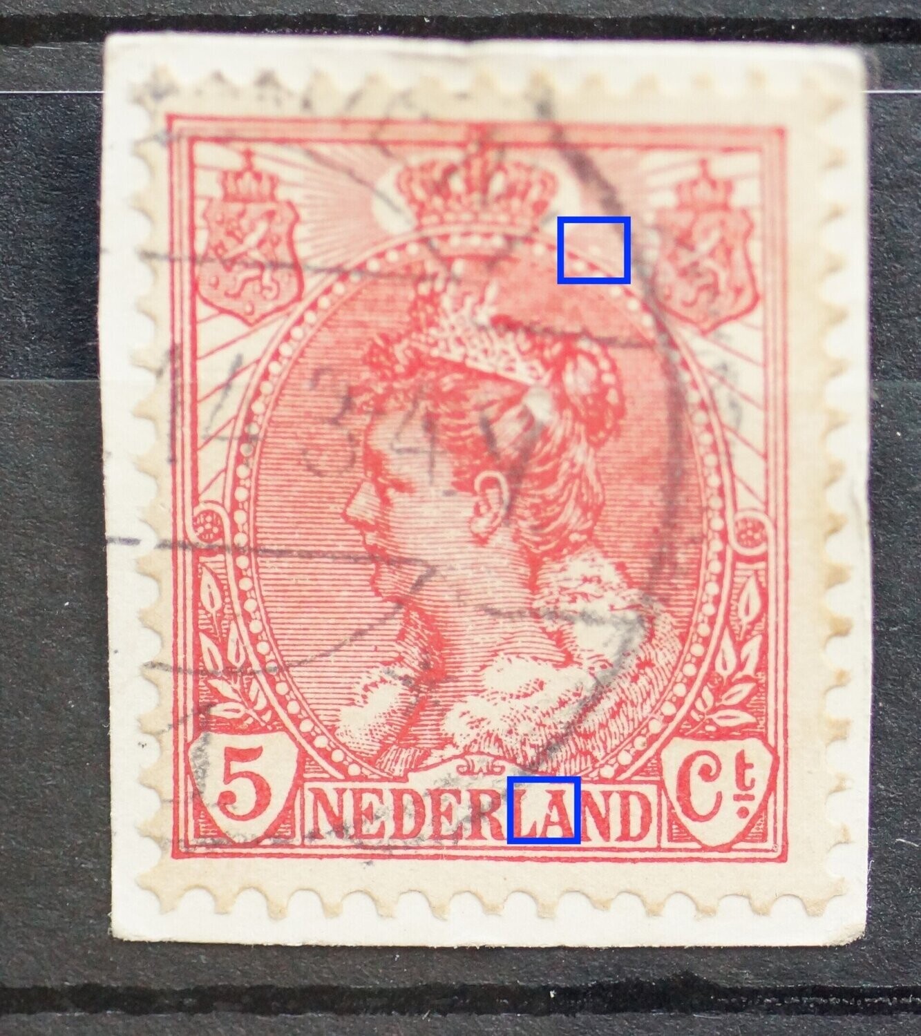 NVPH 60 - o.a. breuk in straal links van rechter wapenschild