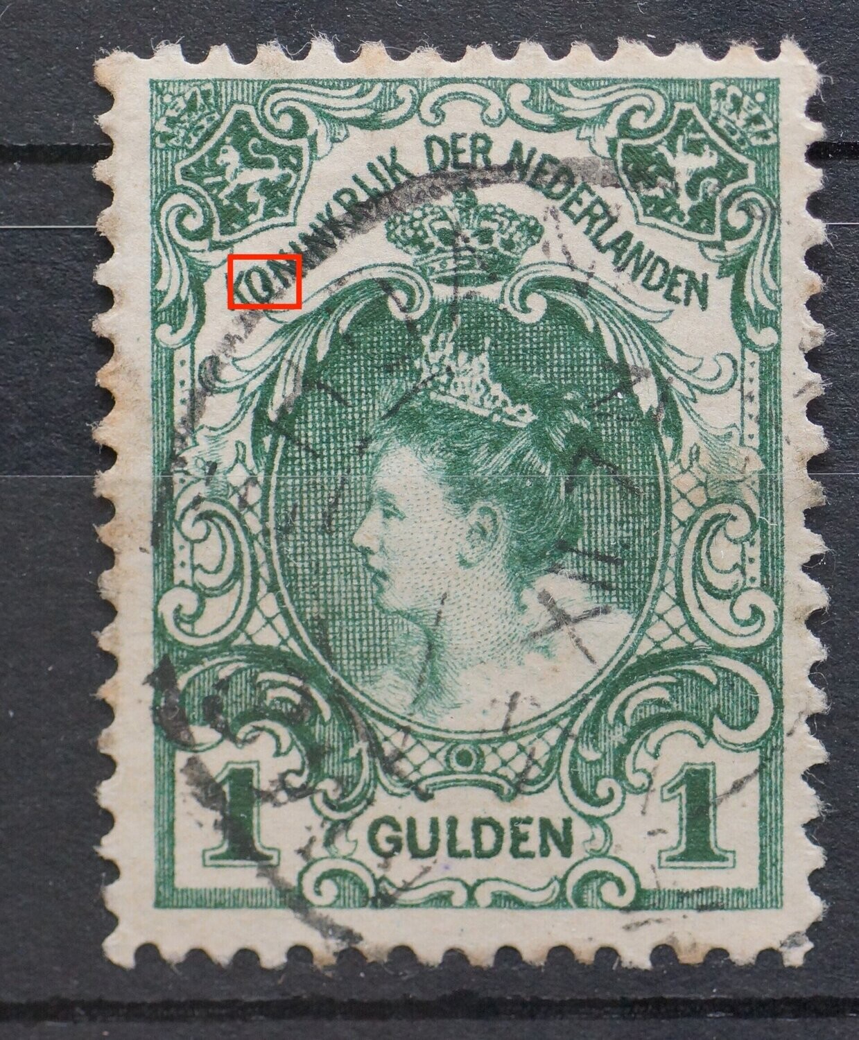 NVPH 77 - groene vlek in de O van KONINKRIJK