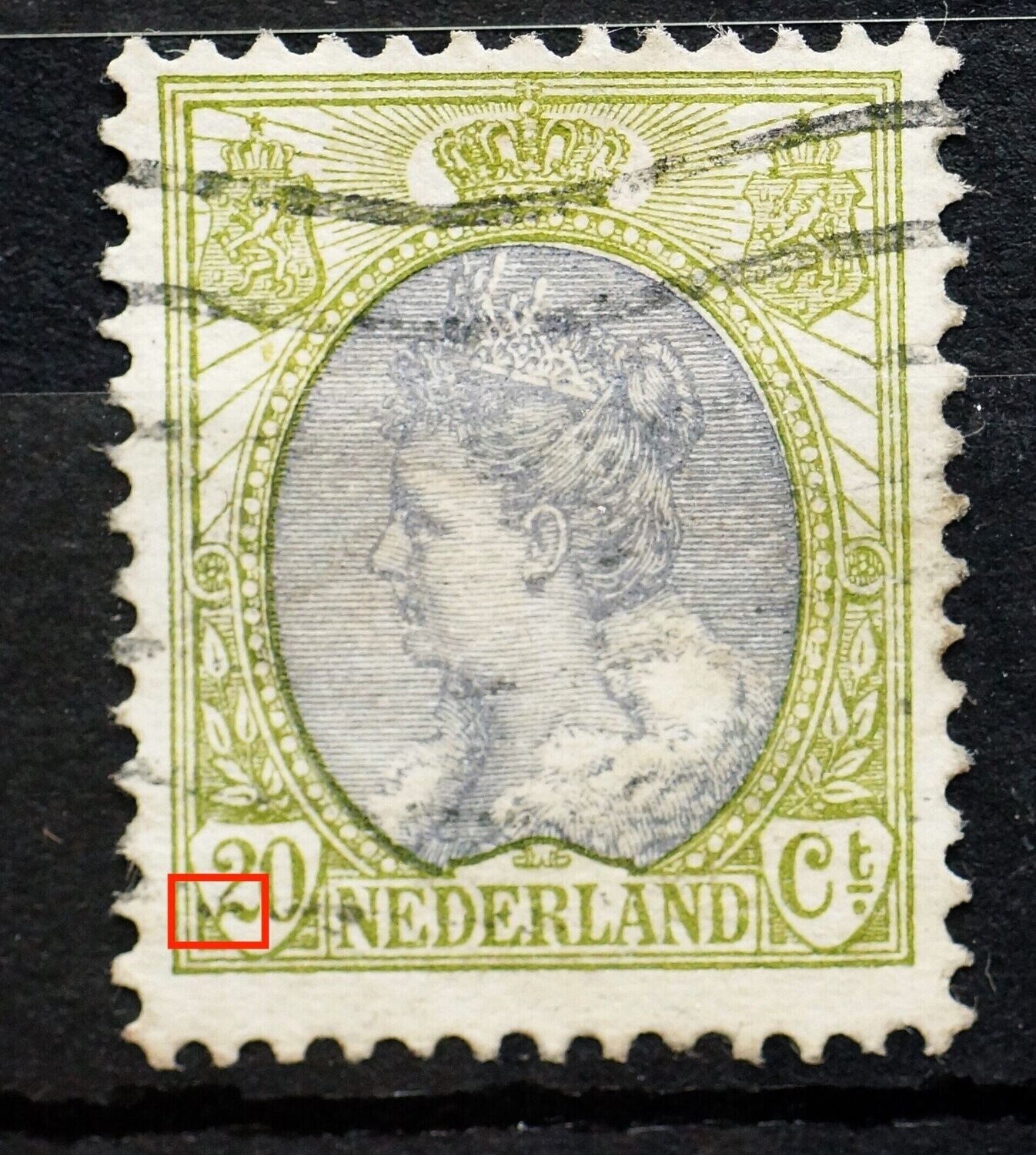 NVPH 69 - o.a. breuk in voet van 2 (van 20)