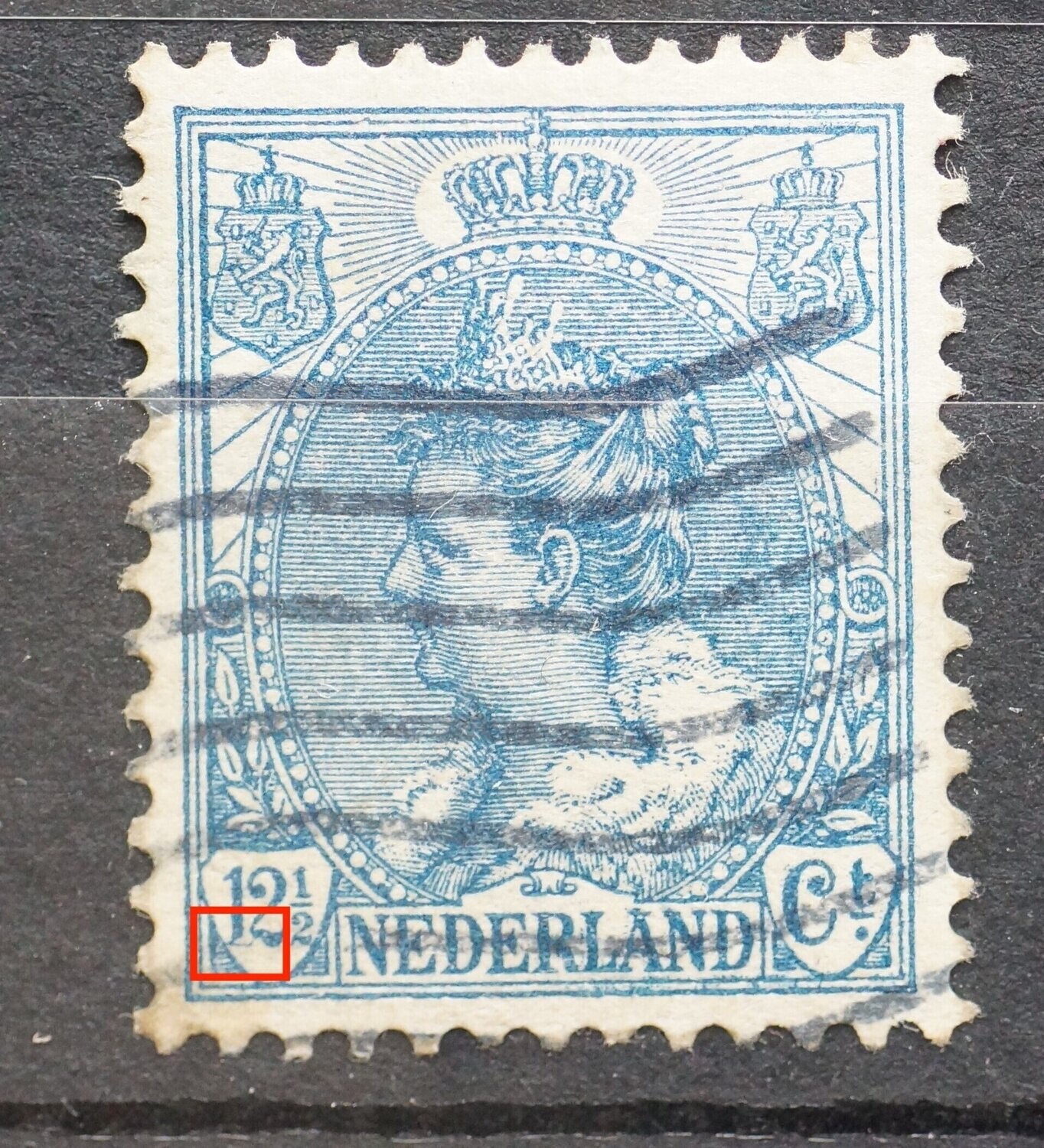 NVPH 63 - o.a. witte vlek in de voet van de 1 van 12 1/2