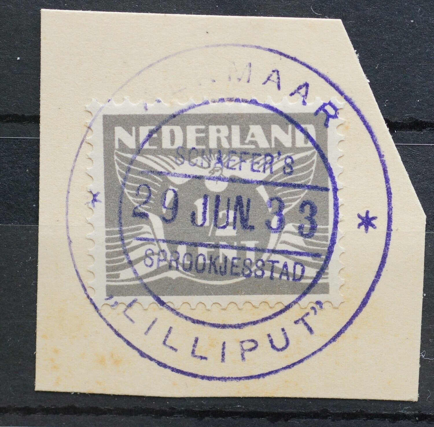 Gelegenheidsstempel Lilliput Alkmaar (1933) op NVPH 169 - vrij schaars