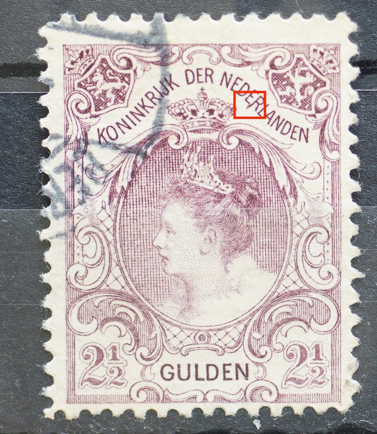 NVPH 78 - violette streep onder aan de R van NEDERLANDEN