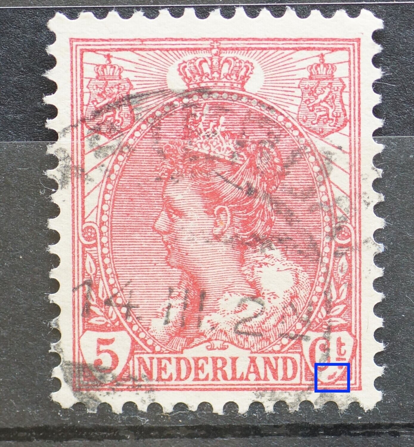 NVPH 60 - rode vlek onder Ct.