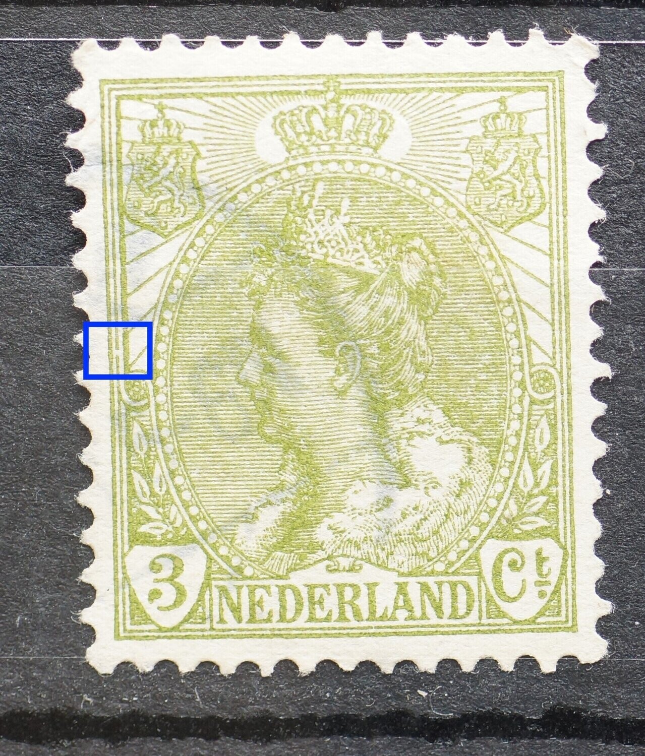 NVPH 57 - breuk in kaderlijn links NVPH 57 - breuk in kaderlijn links