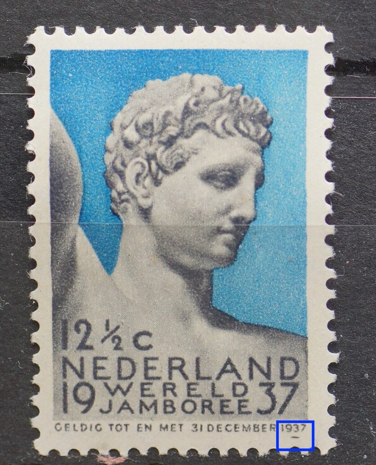 NVPH 295 - grijs streepje onder 1937 (rechtsonder)