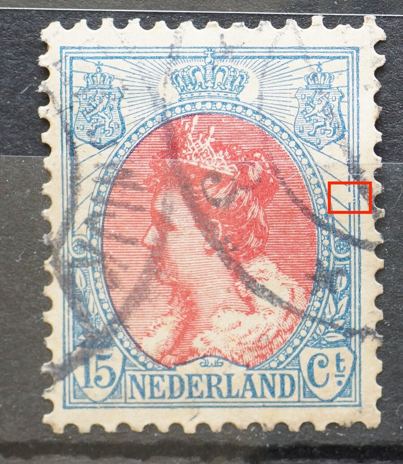 NVPH 65 - breuk in kaderlijn rechts