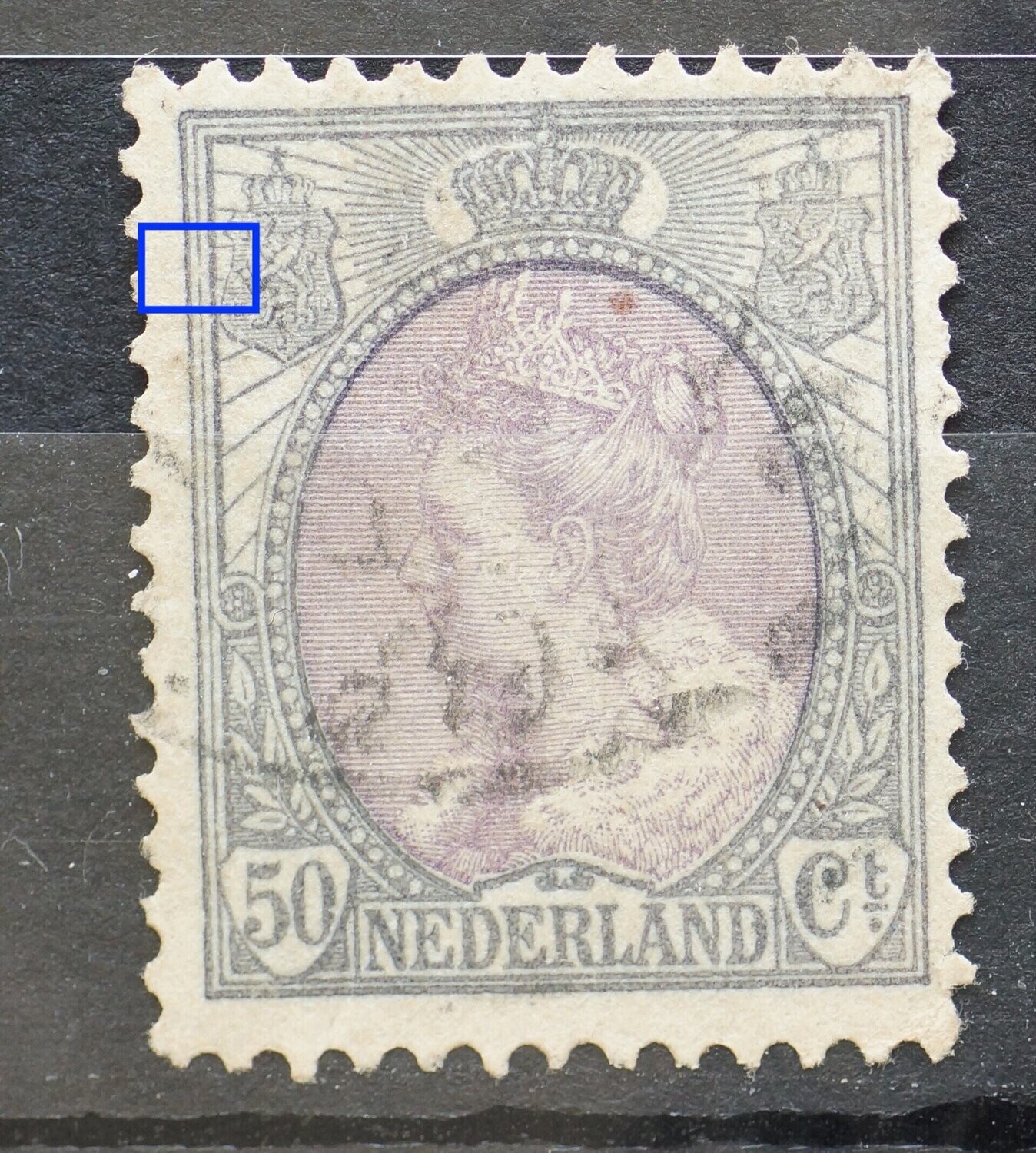NVPH 75 - o.a. breukje in kaderlijn links