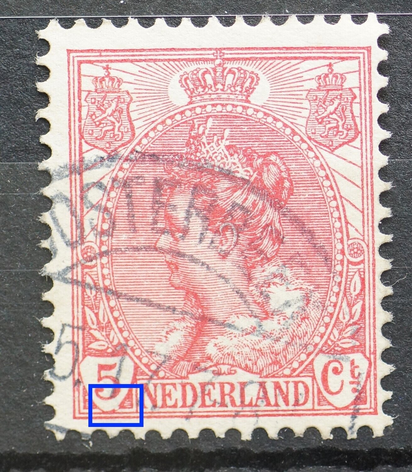 NVPH 60 - breuk in waardeschild 5 NVPH 60 - breuk in waardeschild 5